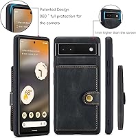 Vista 6 de Funda para Google Pixel 7A, cartera magnética desmontable con ranura para efectivo, soporte de carga inalámbrica, función atril compatible con Negro