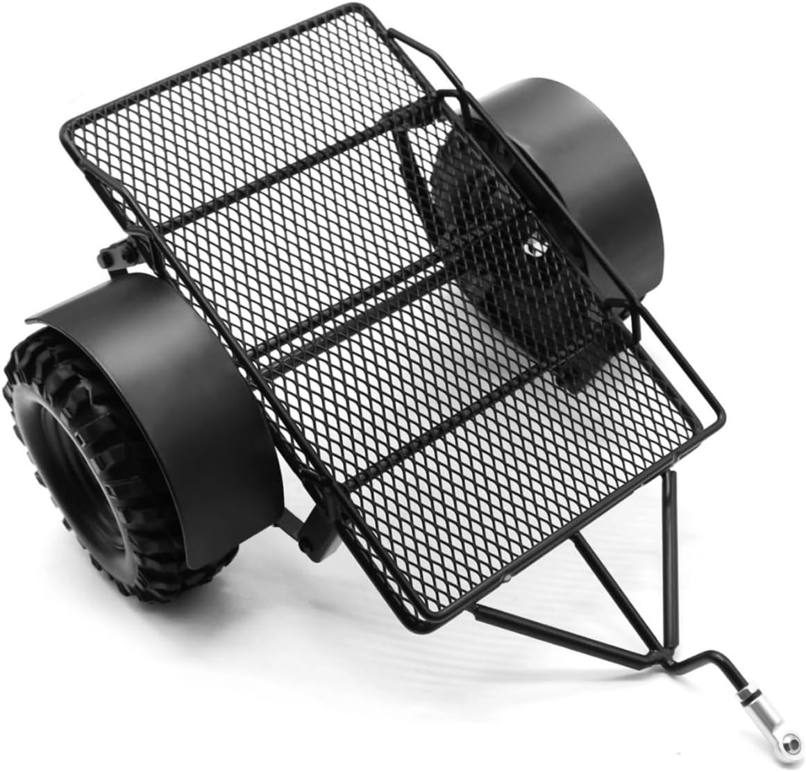 1/10 RC Trailer, Black Metal RC Car Trailer Hopper with Two Tires, Heavy Duty Trailer Truck Metal Kit for Axial SCX10 D90 TRX4 1/10 DIY Parts