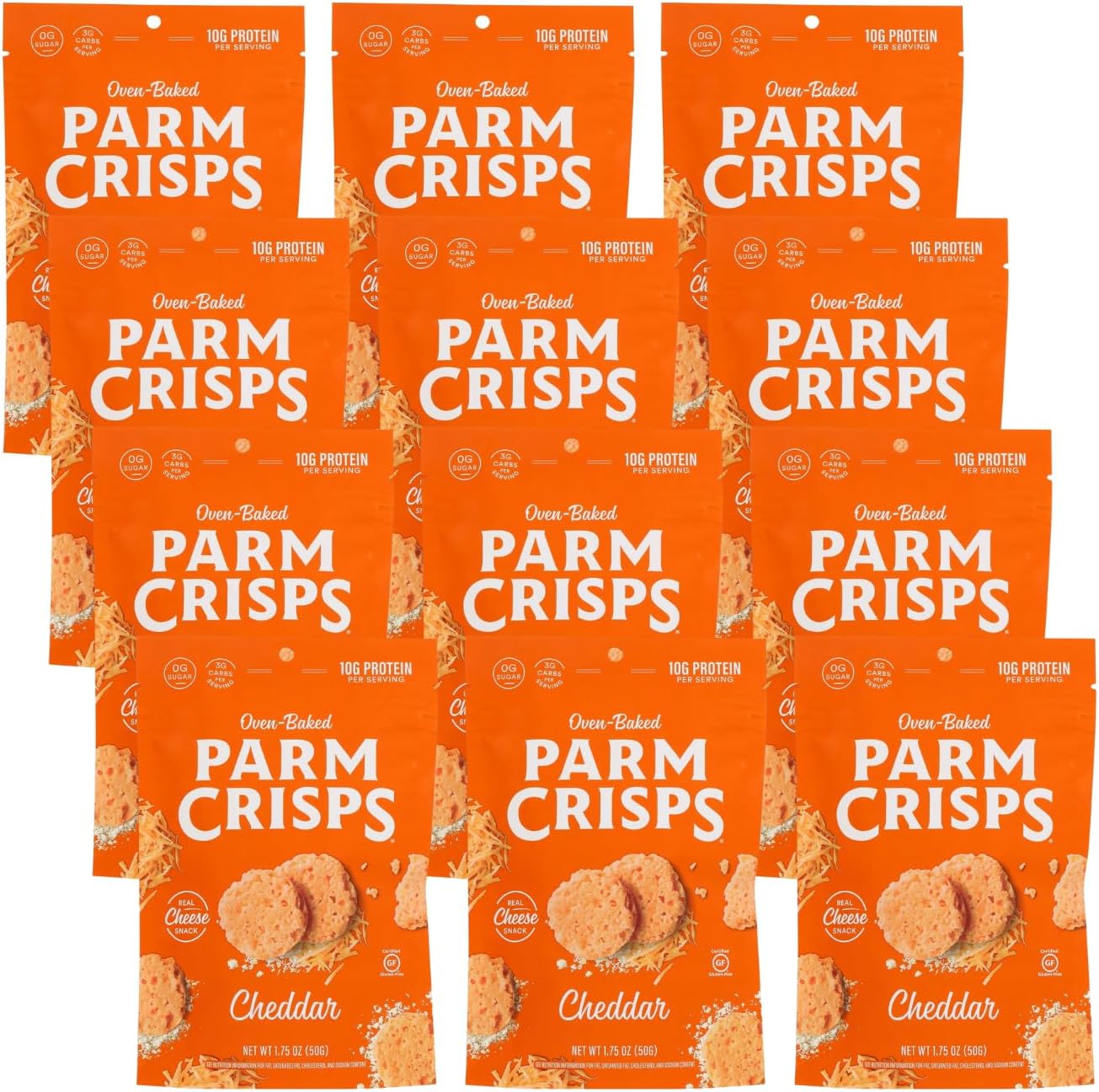 Cheddar Cheese Crisps, Made Simply with 100% REAL Cheese | Healthy Keto Snacks, Low Carb, High Protein, Gluten Free, Oven Baked, Keto-Friendly | 1.75 Oz (Pack of 12)