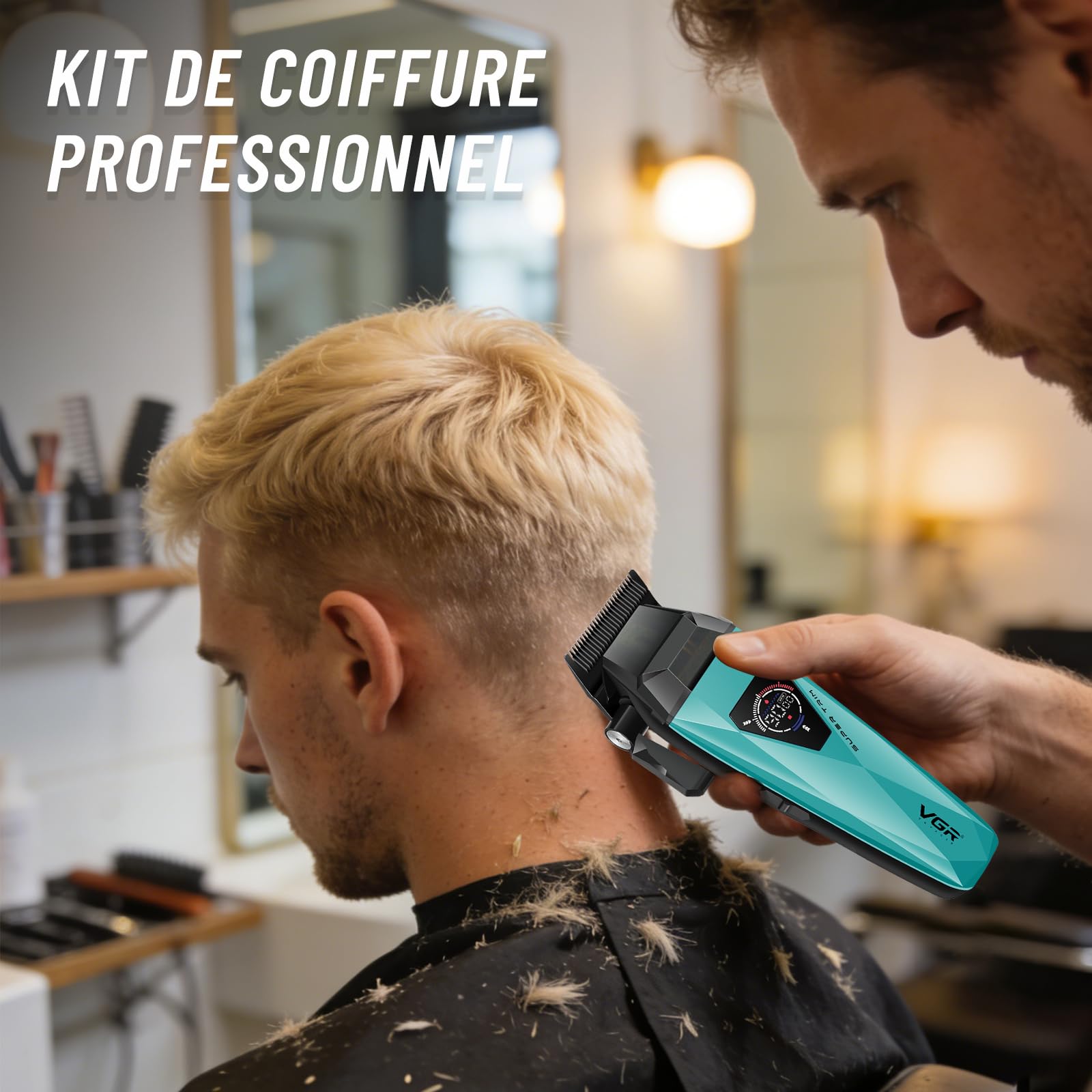 VGR 877S3 Set de Tondeuse Cheveux Hommes Professionnel, Station de Charge