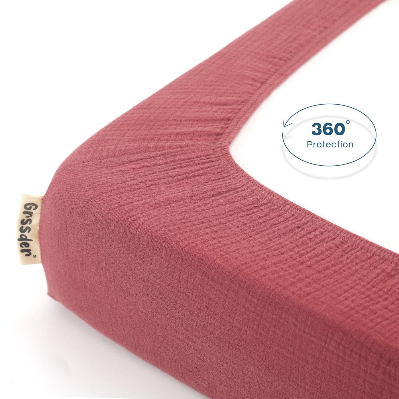 GRSSDER Sábana de muselina suave para cuna, 1 paquete, sábanas de cuna 100% algodón para niños y niñas, se adapta a colchones estándar de cuna de 52 x 28 pulgadas, seguro y cómodo, color rojo vino