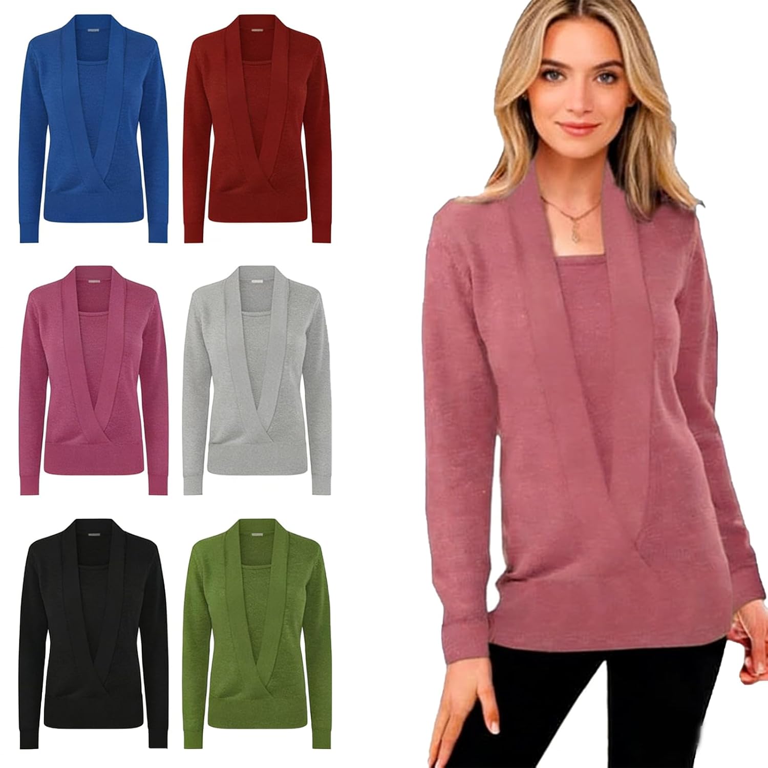 2026 New Elegant Retro Soft Triangle Neck Solid Color Sweater Top Winter Sweaters for Women Trendy