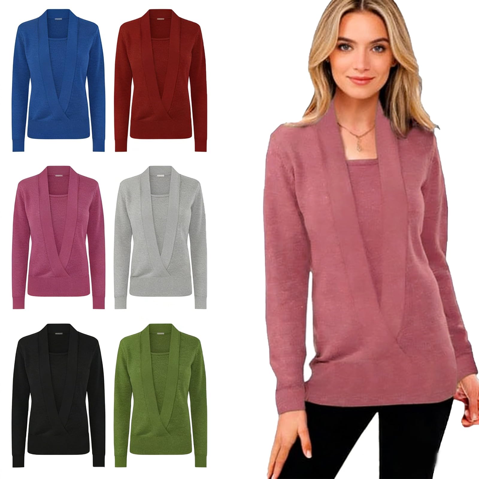 2026 New Elegant Retro Soft Triangle Neck Solid Color Sweater Top Winter Sweaters for Women Trendy