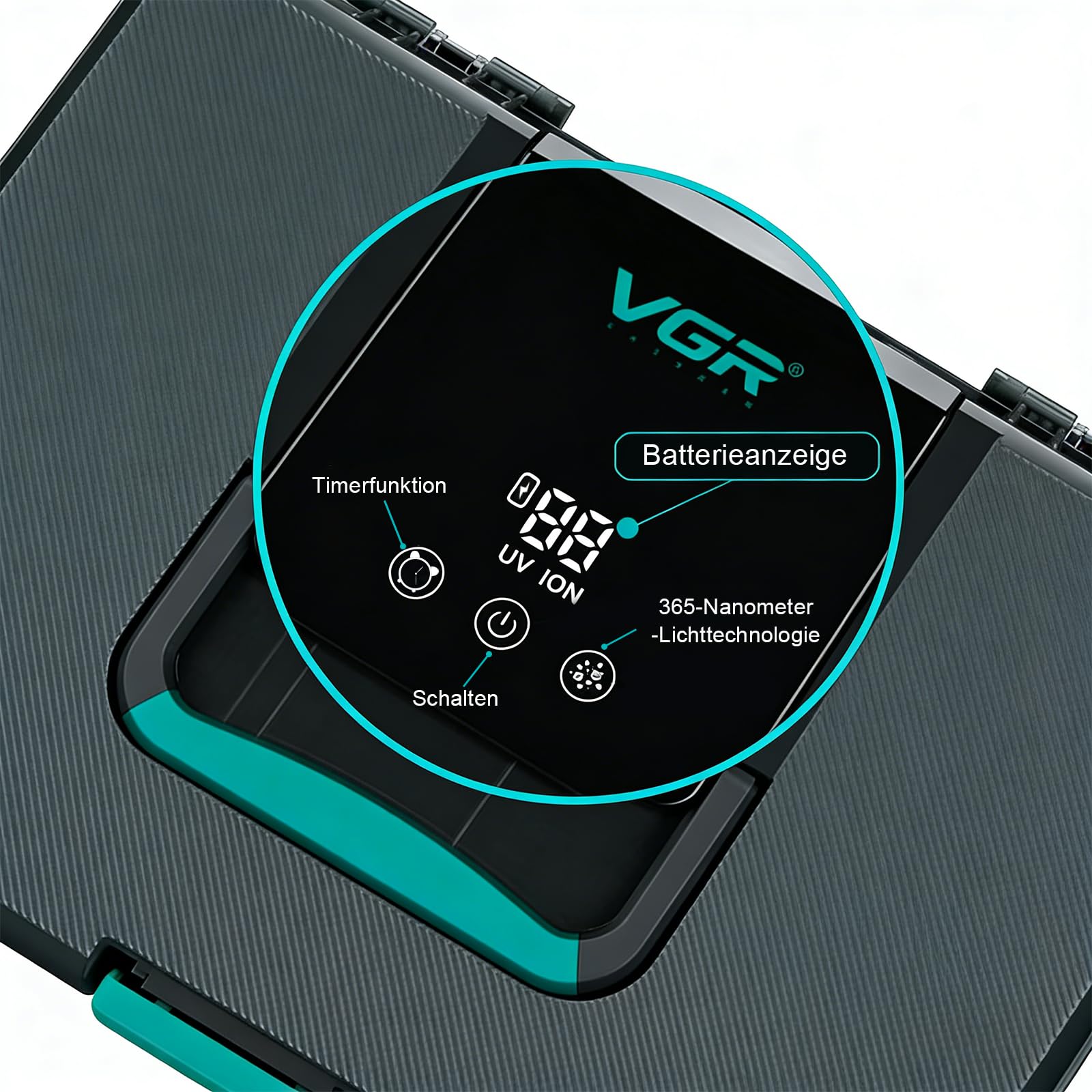 VGR 840 Profi Haarschneidemaschine Set Reinigungsbox, Hochwertige Aufbewahrungsbox für Haarschneidemaschinen Nutzung 365 Nanometer Lichttechnologie, mit Einer Zeitgesteuerten Reinigungsfunktion