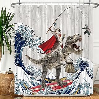 Funny Cat Dinosaur Shower Curtain, 72