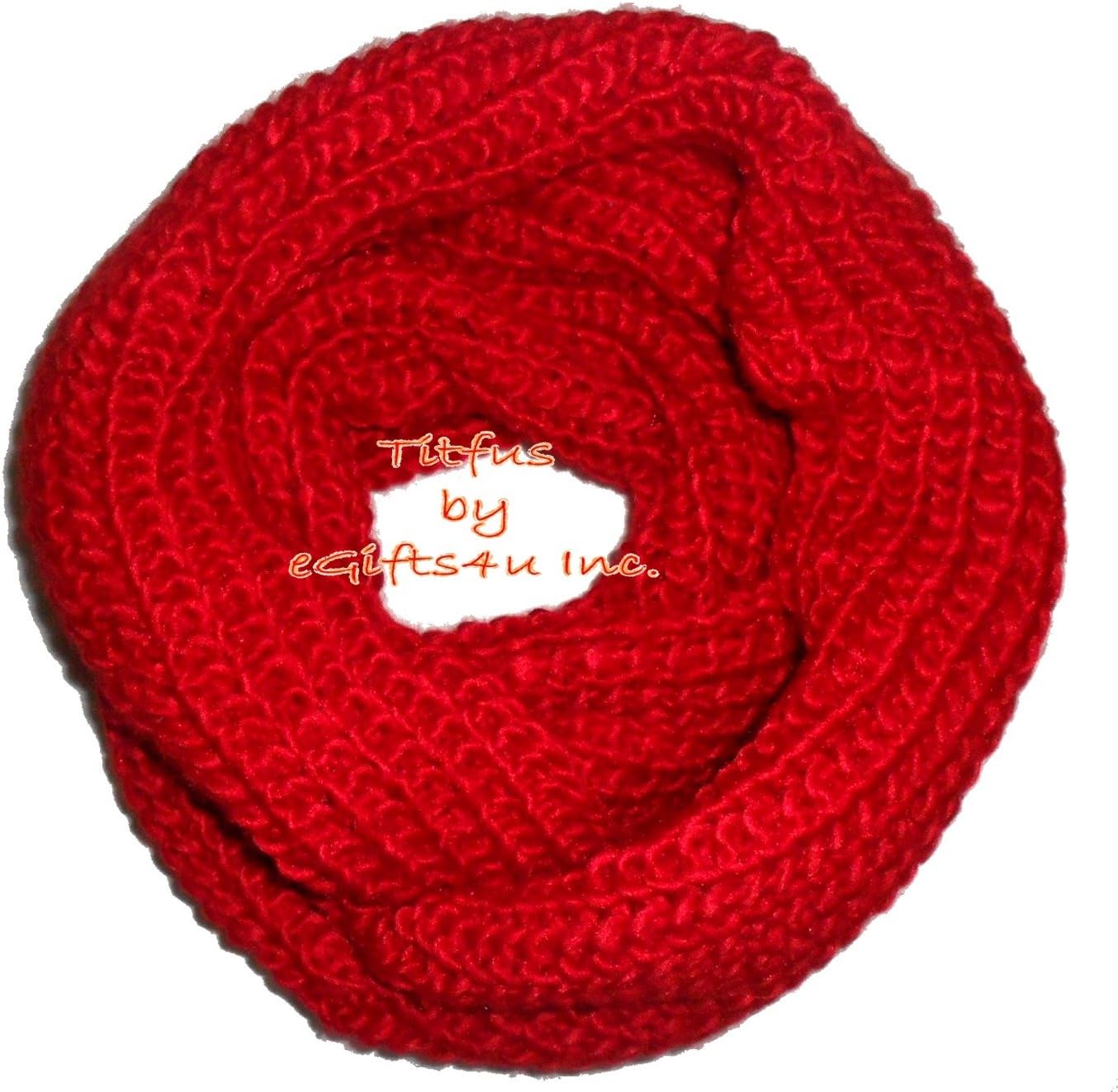 TitFus Chunky Knit Infinity Scarf Unisex Super Soft Acrylic/Wool (Red)