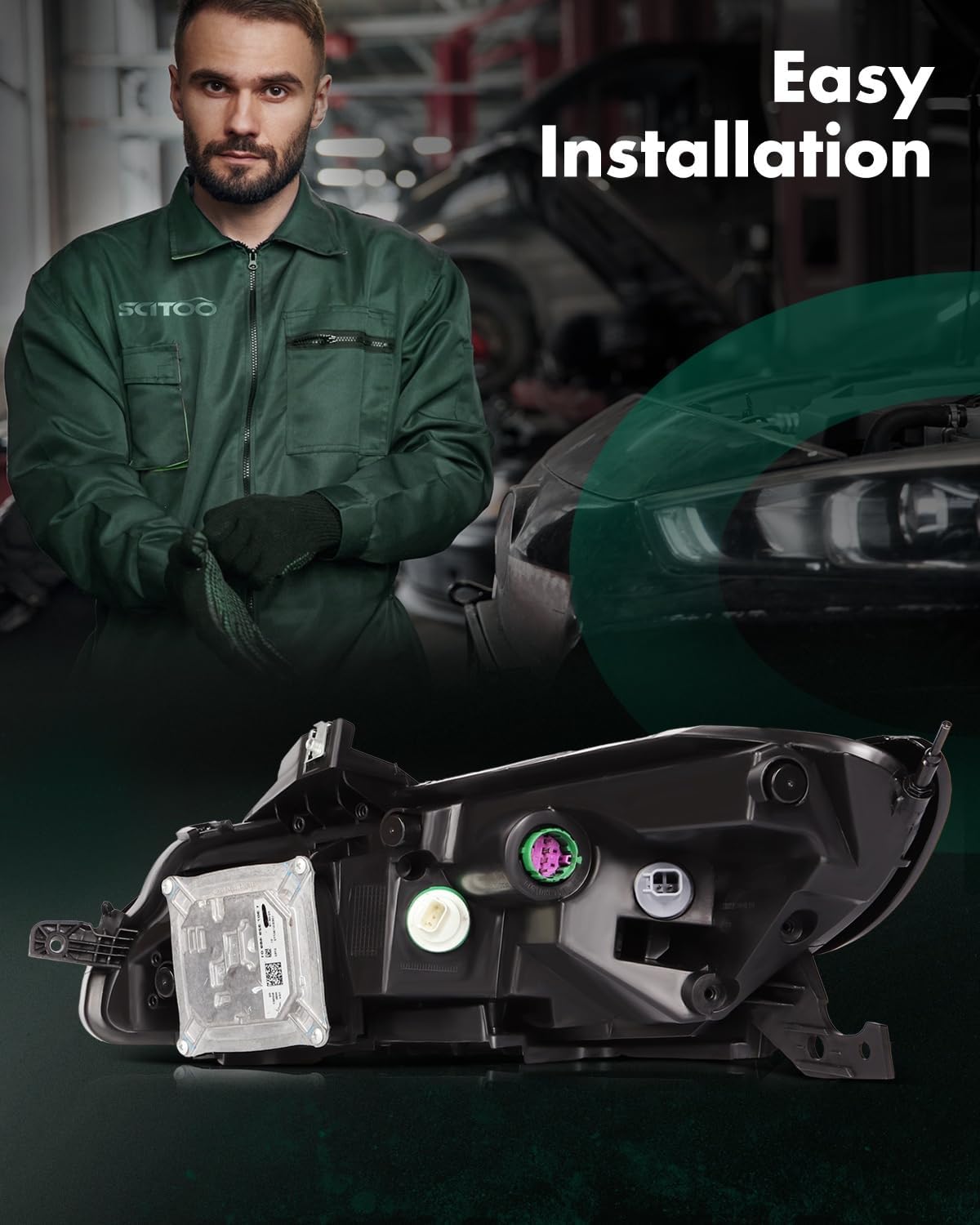 SCITOO LED Headlight Assembly Fit 2014-2018 for JEEP Cherokee Titanium Clear Chrome Housing Right Side Headlight CH2531104