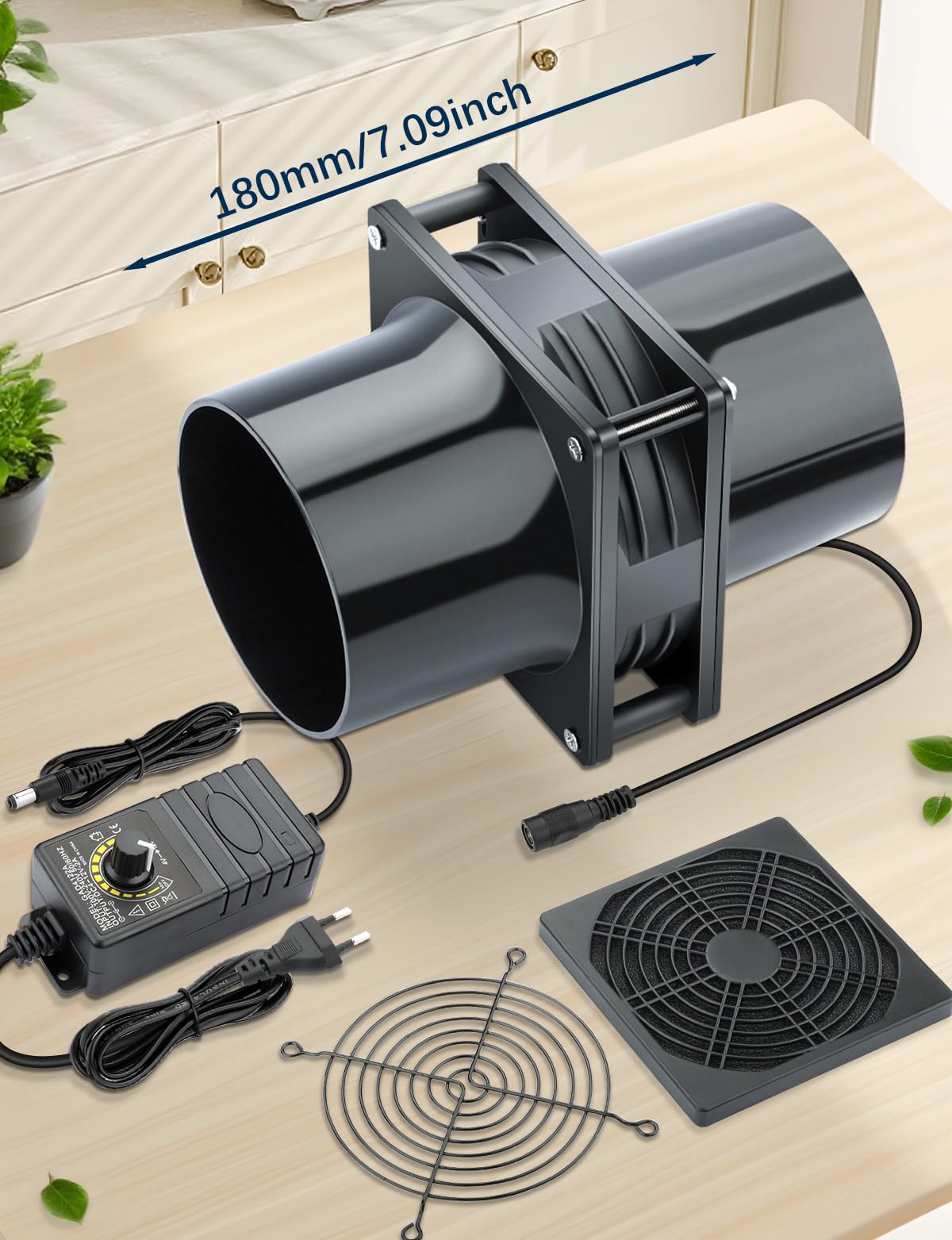 Wathai Ventilatore tubolare da 120 mm, 100 mm, ventilatore di scarico 230 V, 220 V, con regolatore di velocità continuo, ventola per bagno, cucina, tenda da terra, garage, PC computer