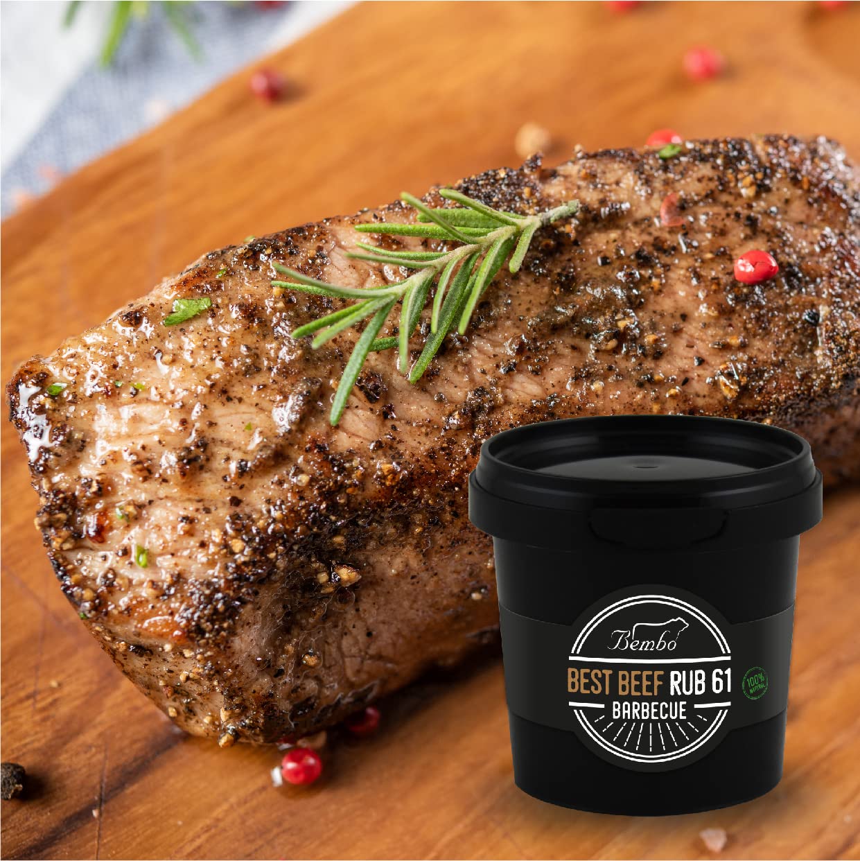 BBQ Best Beef Rub 61 Bembo – 500 g - Mix Spezie per Manzo Arrosto e Roast Beef – Rub Barbecue per Marinatura a Secco – Ideale per Forno, Griglia e BBQ - Made in Italy