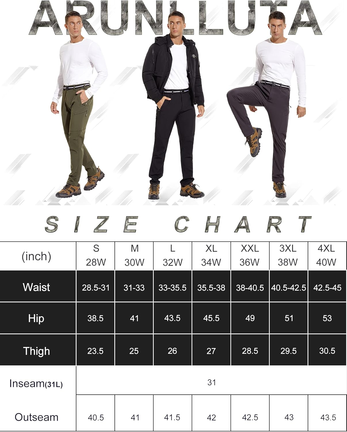 Arunlluta Snow Pants Men, Ski Pants Men Water Resistant Winter Pants for Men Snowboard Fleece Lined Outdoor Pants