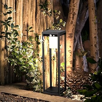 BRIMMEL Outdoor Solar Floor Lamp Solar Powered Patio Landscape Garden Motion Sensor Aluminum Path Light for Deck Balcony Yard Cordless Rechargeable Ip44 Waterproof Super Bright, Black 20