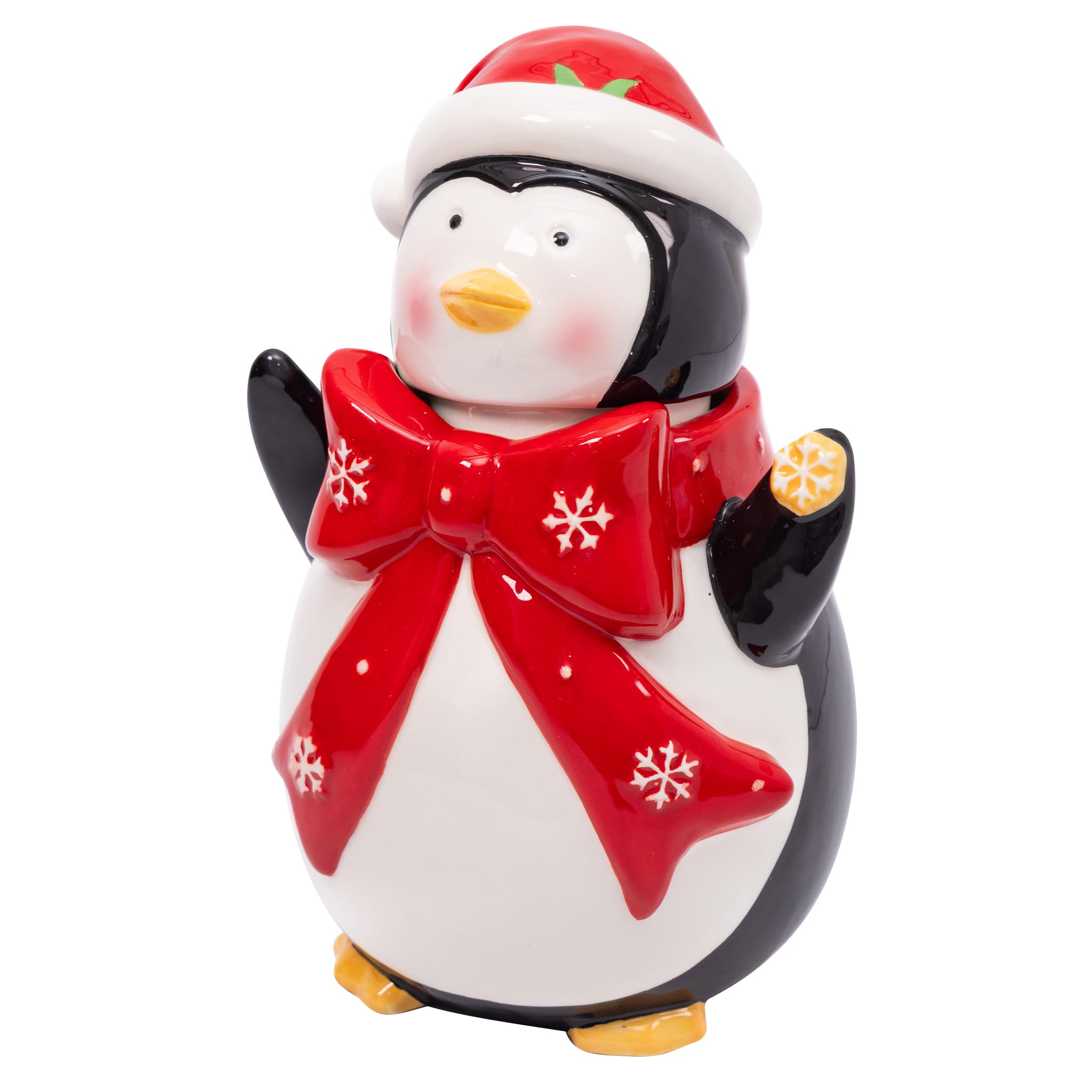 evelay Christmas Novelty Jars | Santa, Penguin & Snowman Design | Hand-Painted Ceramic Storage for Biscuits, Cookies, and Sweets | Festive Kitchen Decoration or Gift Option
