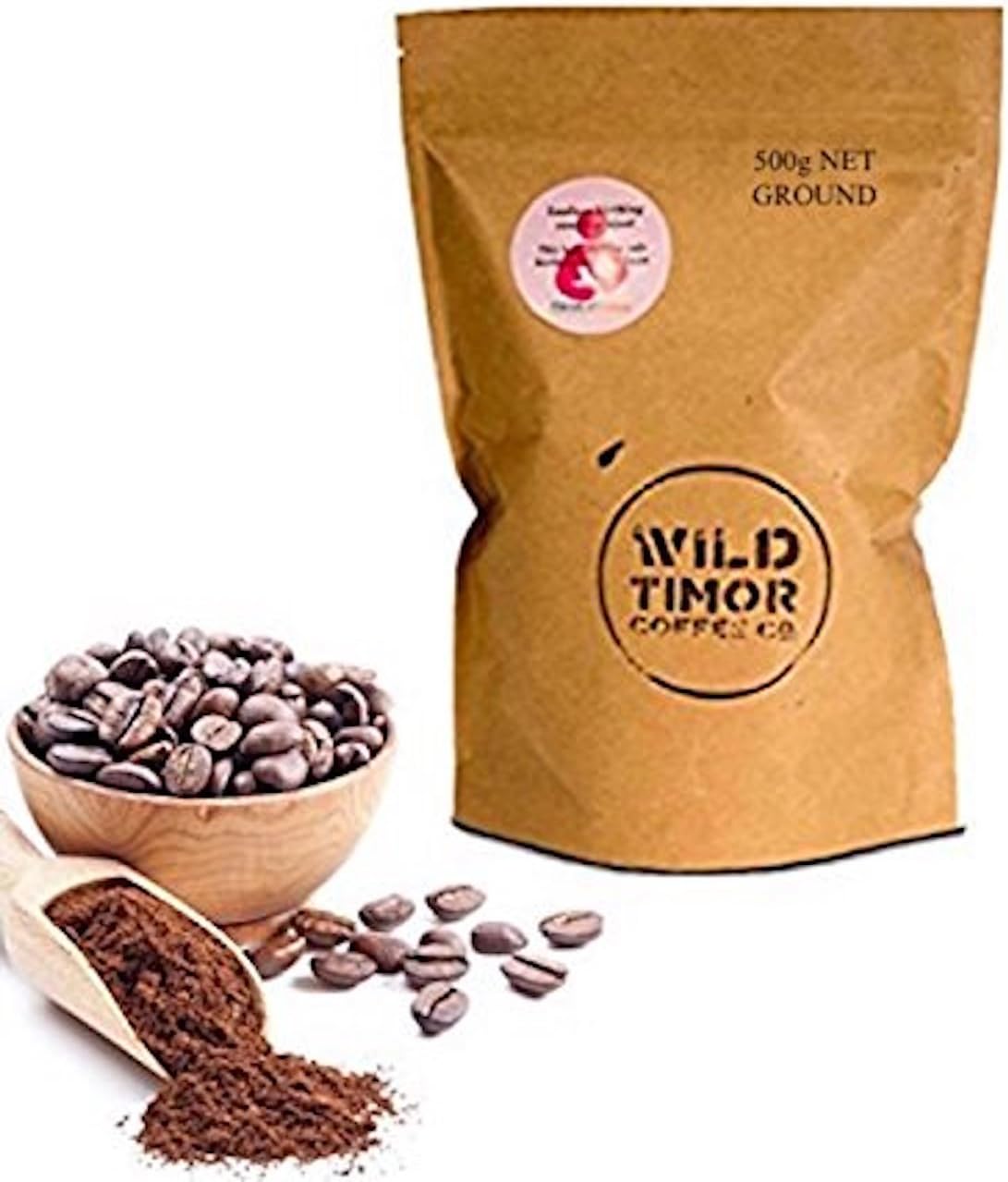 Wild Timor Australian 'Grounded' Coffee - Organic Ground Coffee Beans 500g (1.1lb), ‘Grounded’ for French Press / Drip Brewing. Wild, Direct Trade Single Origin Beans from East Timor.