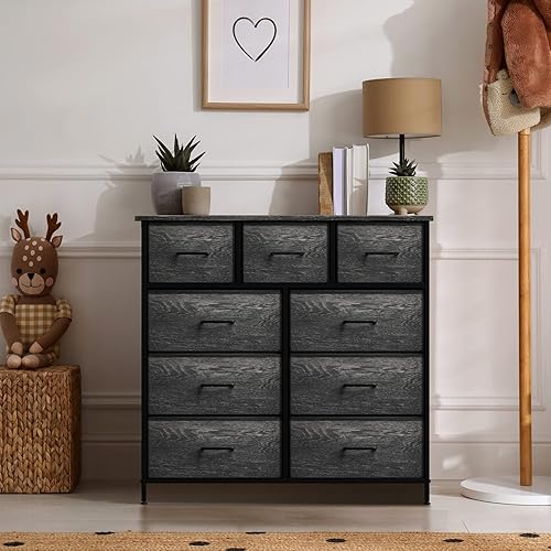 Miniatura 2 de Sorbus Cómoda con 9 cajones de madera sintética, organizador de almacenamiento para ropa, dormitorio, pasillo, sala de estar, armario y muebles de