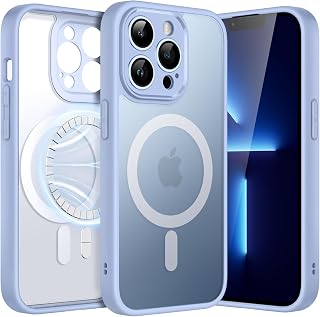 JETech Magnetic Case for iPhone 13 Pro 6.1-Inch, Compatible with MagSafe, Translucent Matte Back Camera Lens Full Protection Slim Shockproof Phone Cover (Sky Blue)