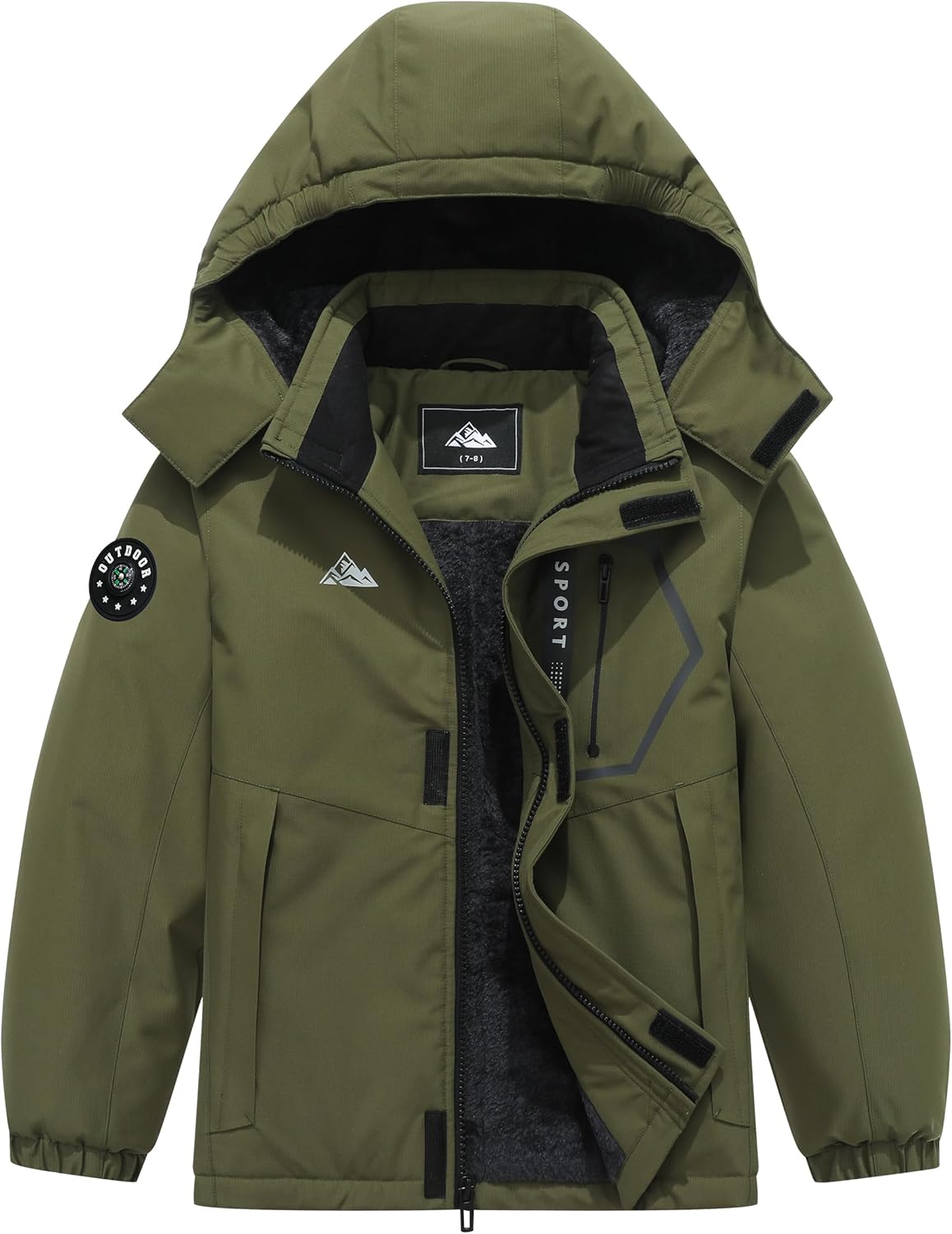 Boys' Waterproof Ski Jacket Winter Warm and Windproof Hooded Coat
