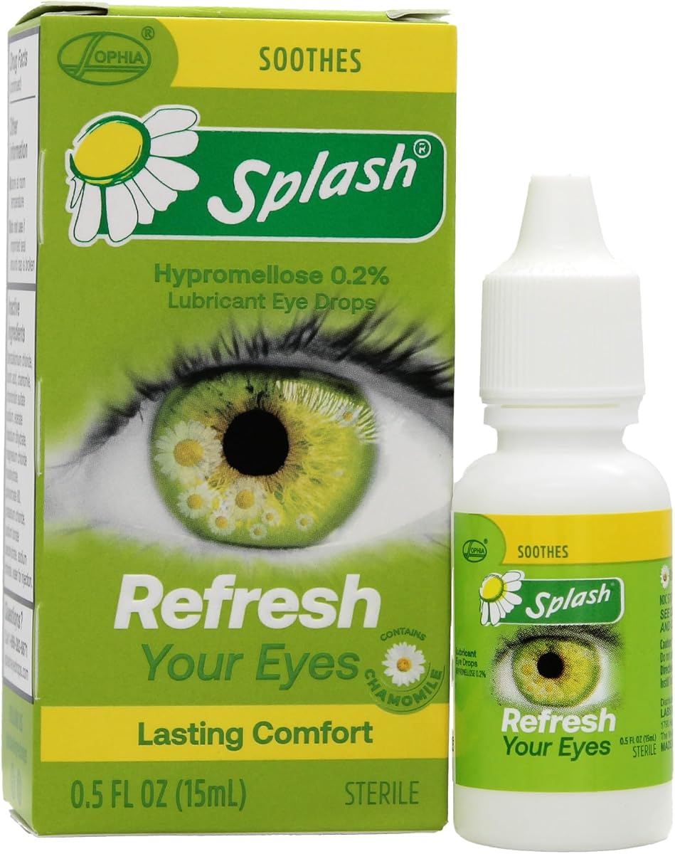 Splash Refresh Soothing Eyes Drops for Tired Eyes, Contains Chamomile, Daily Use 0.5 Fl Oz Bottle (Pack of 1)