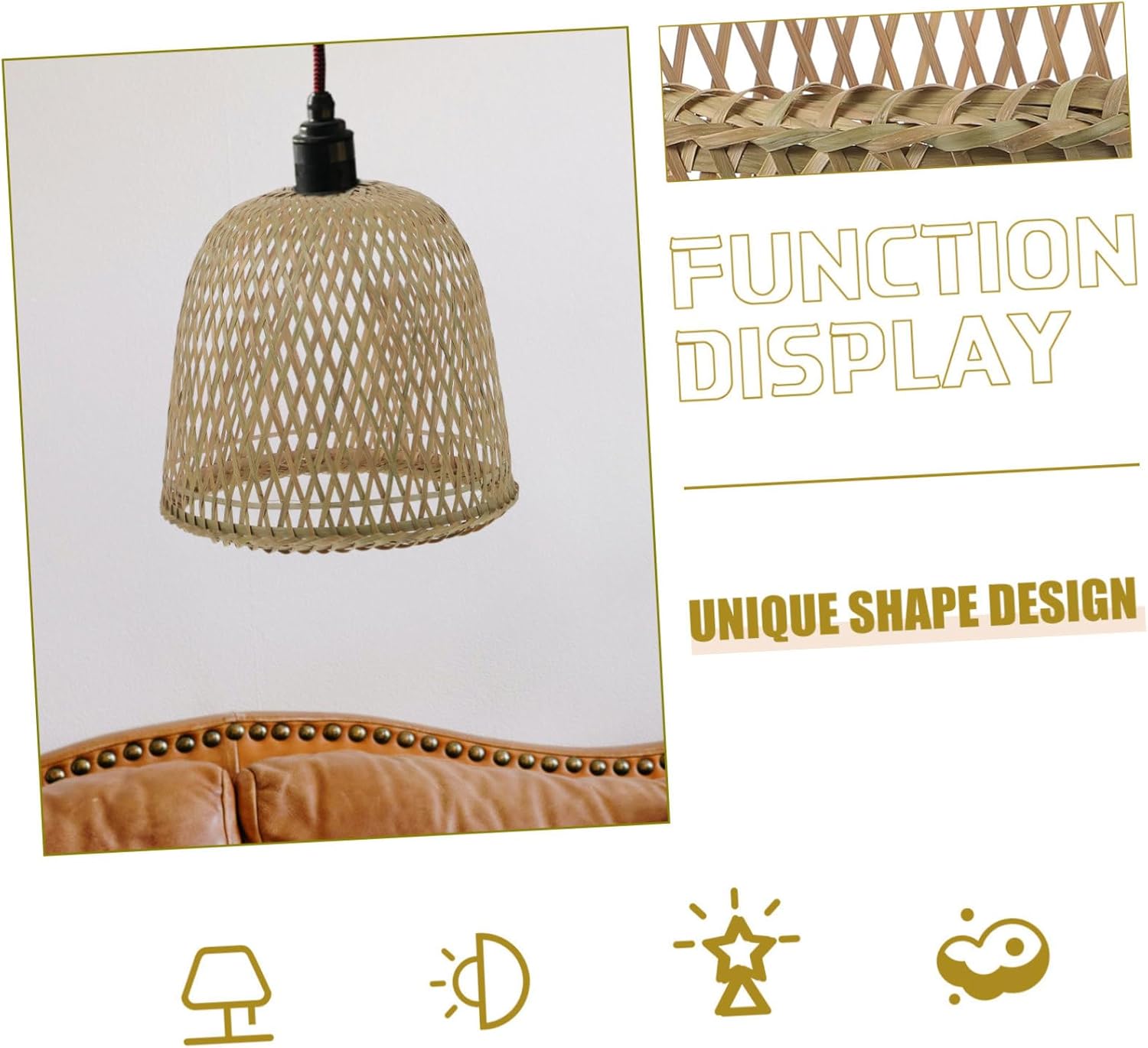 Boho Light Fixture for Hanging Lamp Rattan Lamp Shade for Pendant Light Fixtures for Kitchen Room Dining Room