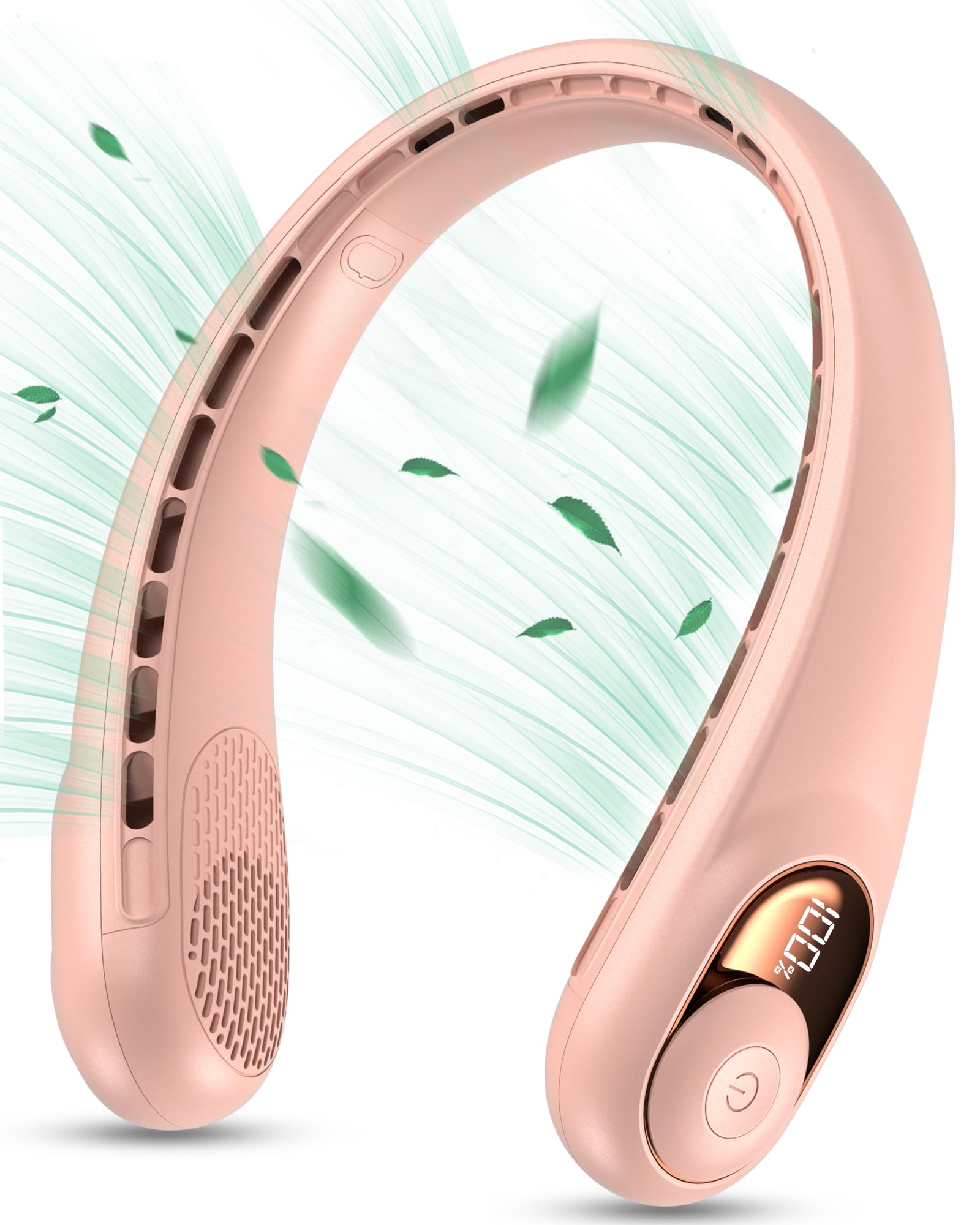KIDEE Ventilador de cuello portátil, ventilador de cuello recargable para mujeres y hombres, ventilador personal sin aspas de 4000 mAh, volumen de aire de refrigeración mejorado, ventilador portátil