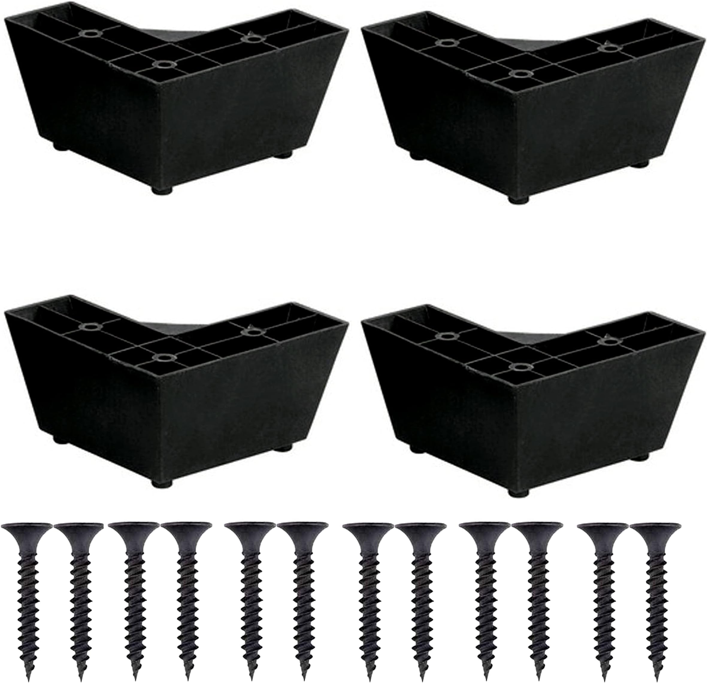 Heavy Duty L Shape Unbreakable PVC Corner Sofa Leg Height Increase Sofa & Furniture's Legs Pack of 4 Pcs with Screw use for Almirah, Chowki, Shelf, Table, Sofa, Cabinet etc (2 Inches)