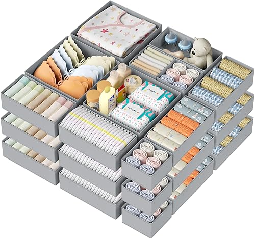 Miniatura 21 de DIMJ Organizador de cajones para ropa, paquete de 15 unidades, organizadores plegables para bebé, organizador de almacenamiento y cómoda para
