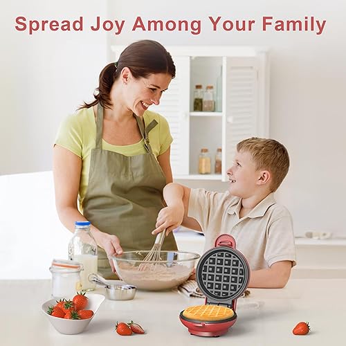 Miniatura 4 de CROWNFUL Mini Máquina para Hacer Waffles, Fabricador de Chaffles de 4 Pulgadas con Diseño Compacto, Fácil de Limpiar, Superficie Antiadherente, Guía