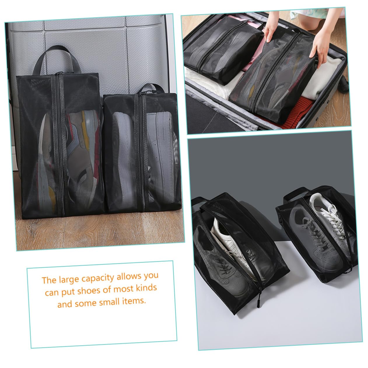 LIFKOME 3er-Set Schuh-Tragetasche Für Damen Tragbar Netz-Aufbewahrungstasche Reisezubehör Für Schuhe Handtasche 2 Stück X 3