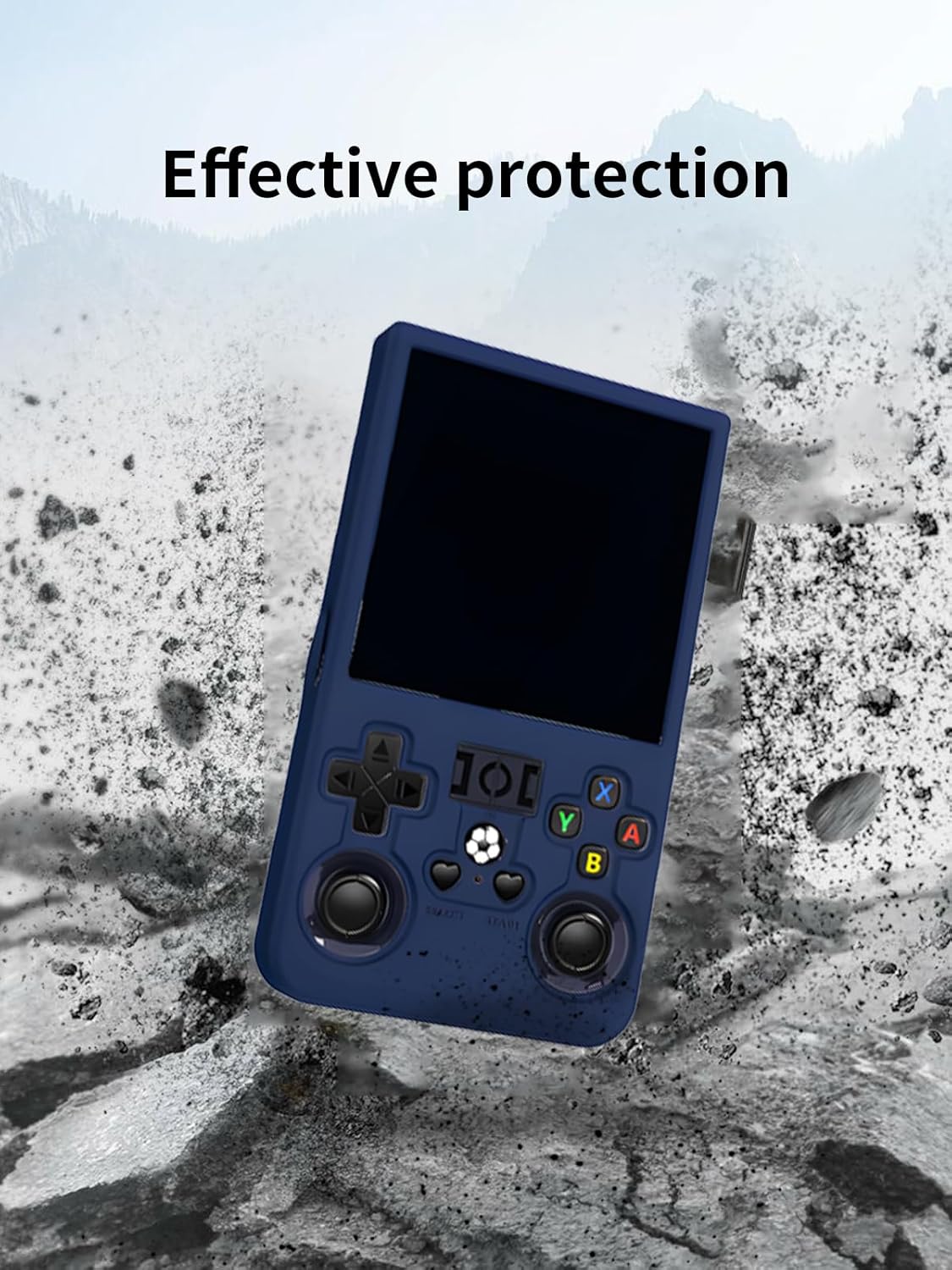Case for 2025 New Upgrade R36MAX Retro Handheld Game Console, Silicone Soft Protective Shockproof Cover for R36MAX 4-Inches Display Game Console With Lanyard-Blue