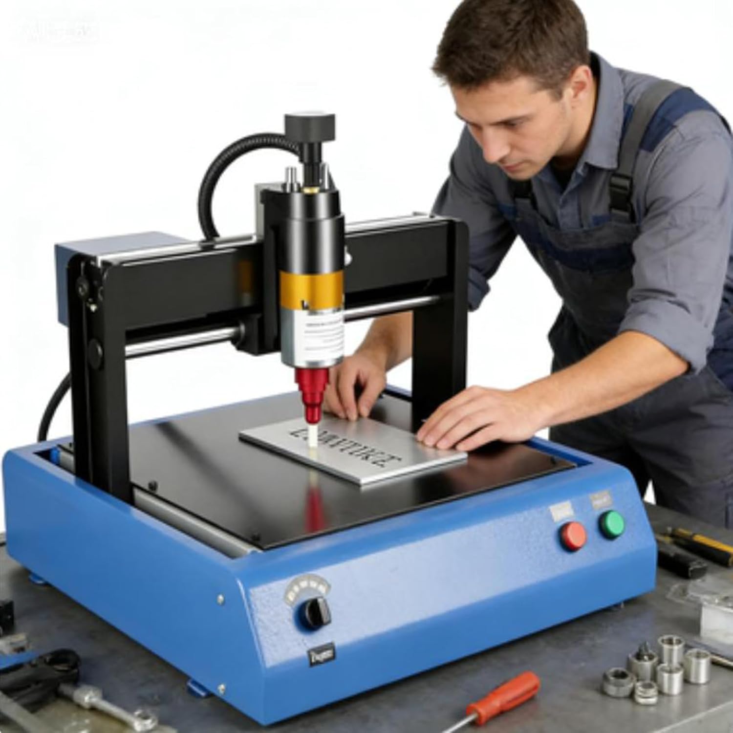 400W Electric Metal Marking Machine, Dot Peen Engraver for Fixed Characters, Serial Numbers, VIN, Date - Precision Marking Tool, 200x150MM Engraving Area