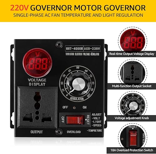 Miniatura 5 de wlpxavz Controlador de velocidad variable de motor eléctrico, gobernador de CA 110 V 4000 W, controlador de velocidad variable del ventilador,