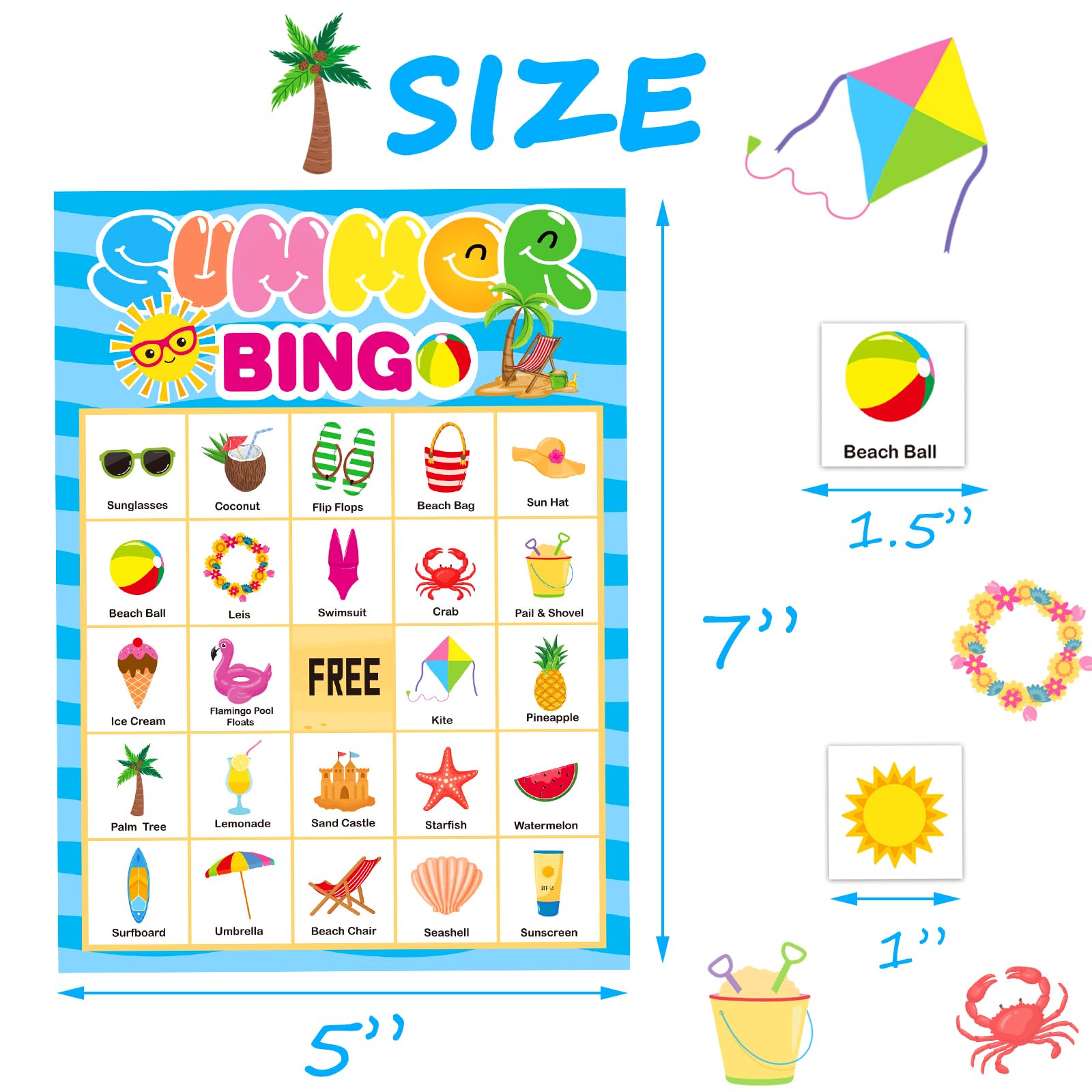 Juegos de fiesta de verano, juego de bingo de verano para niños, recuerdos de fiesta en la piscina, 24 jugadores, juego de mesa, juego de cartas de bingo para actividades de grupo grande