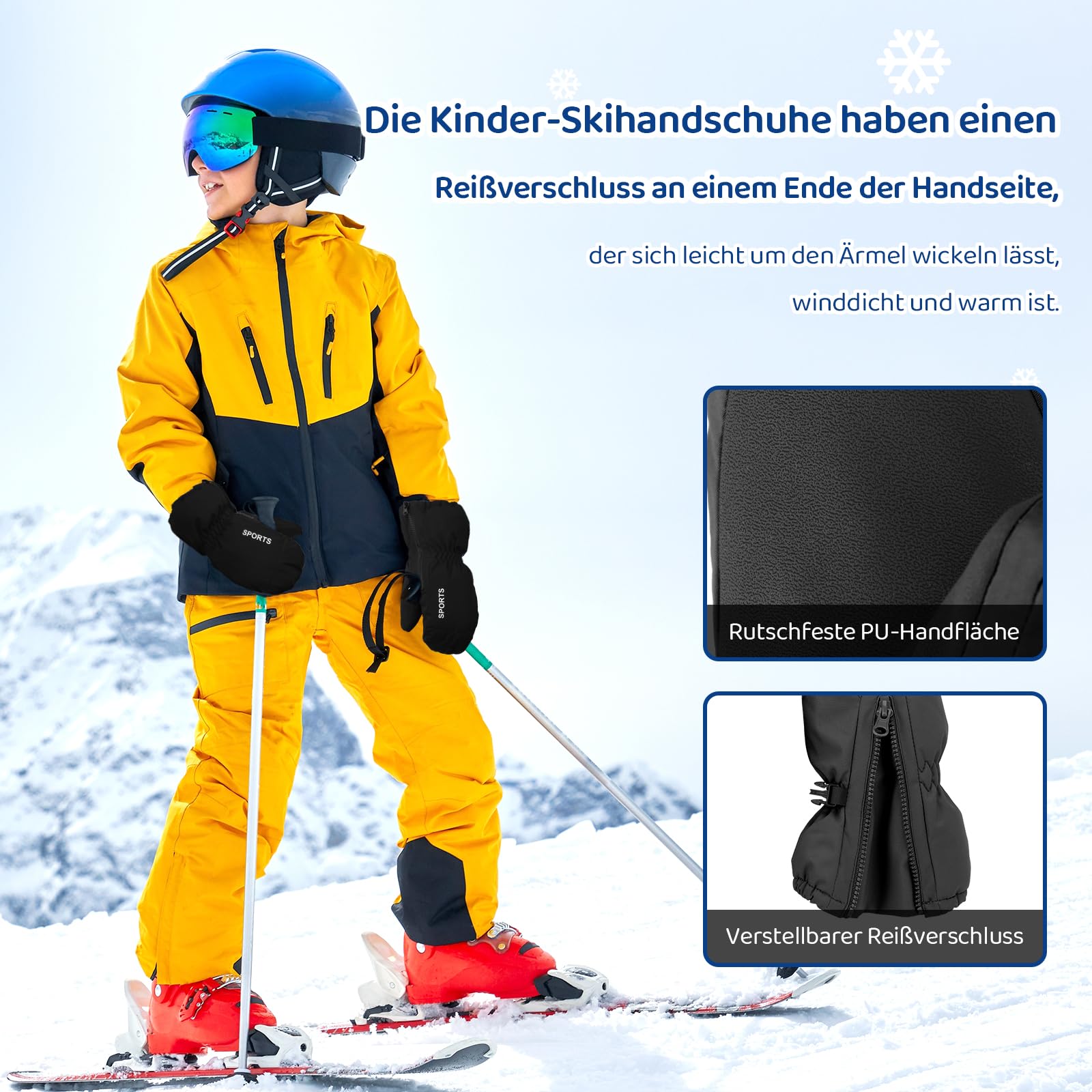 Enfants Gants de Ski Gants d'hiver imperméables et Coupe-Vent Gants de Sport Chauds Gants de Snowboard pour Sports de Plein air en Hiver Gants de vélo Gants Chauds pour 2-7 Ans