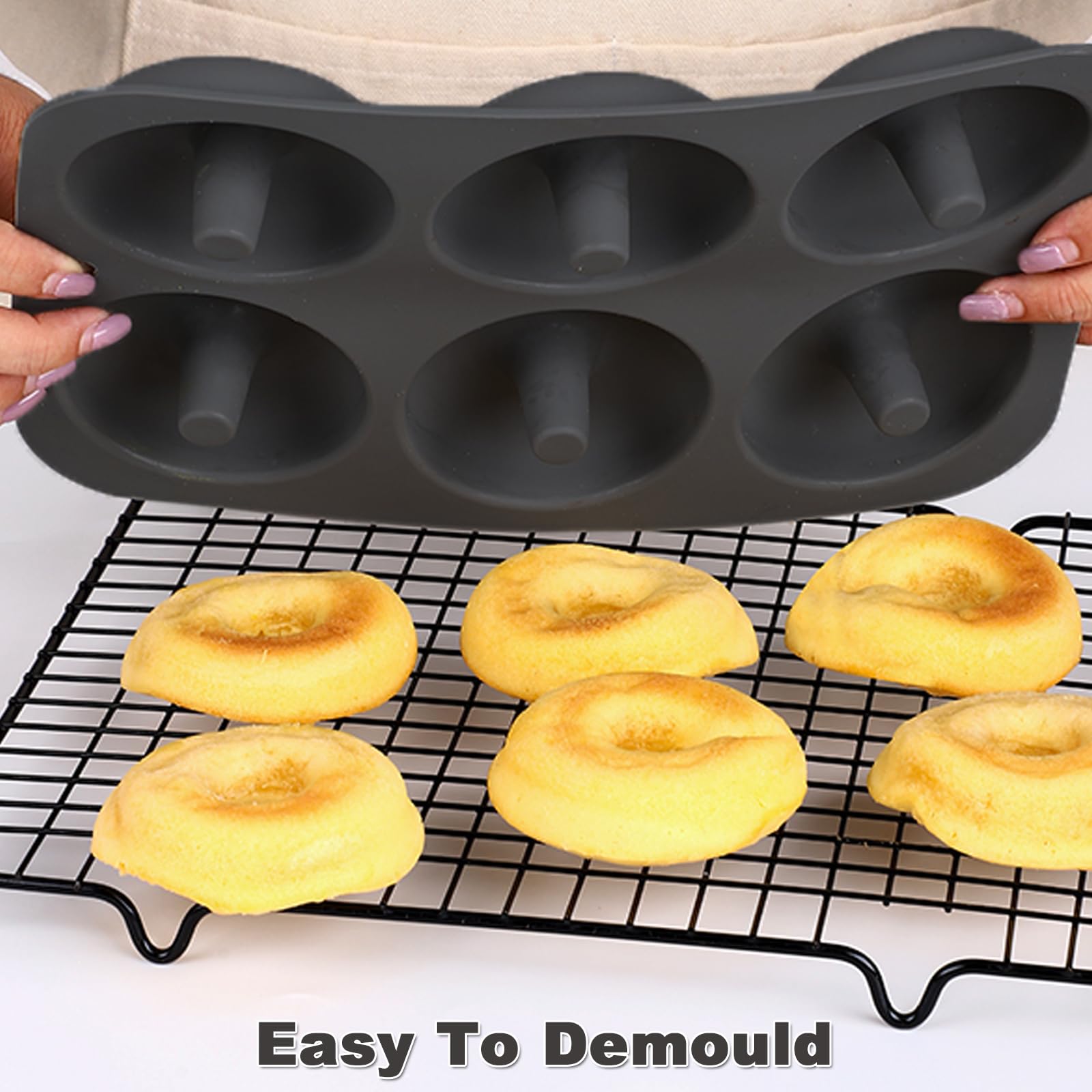 Silikon Donut Formen, 2 Stück Silikon Donut Backform Antihaft Backblech für Kuchen Keks Bagels Muffins, Geeignet für Geschirrspüler, Backofen, Mikrowelle