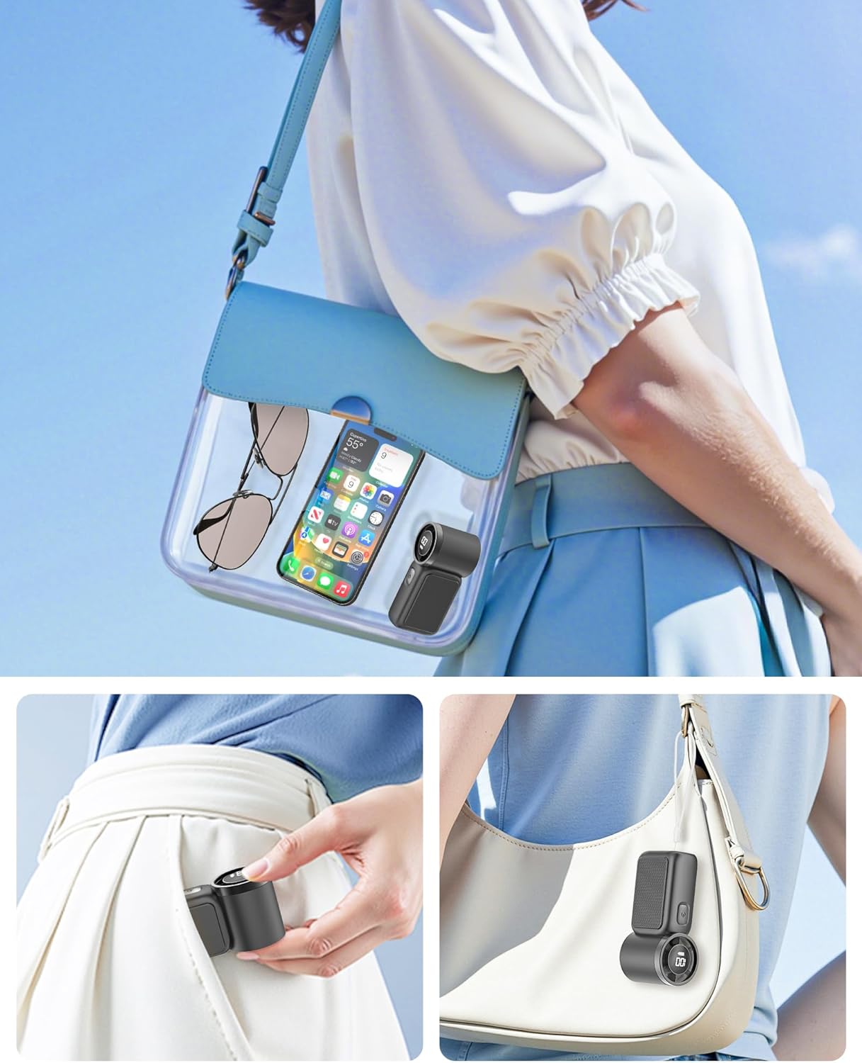 Portable Handheld Mini Fan, 6 Gear Wind, Hand Small Travel Personal Held Fans, Rechargeable Turbo Fan, Gifts for Women Men, for Camping Vacation Outdoor (black) - Image 6