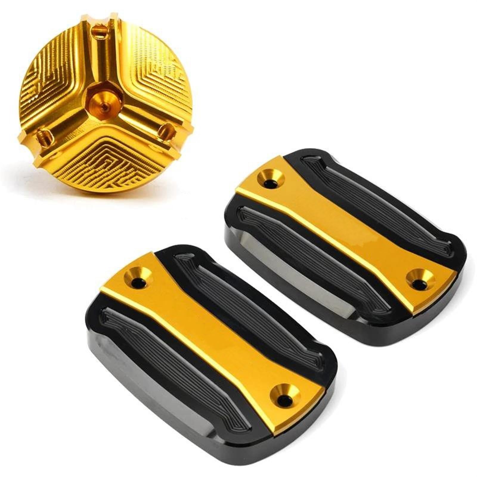 Tapón de depósito líquido Frenos para Motocicleta, tapón llenado Aceite Motor para TMAX 500 530 SX/DX 560 Reemplazo | 3pcs Caps Gold