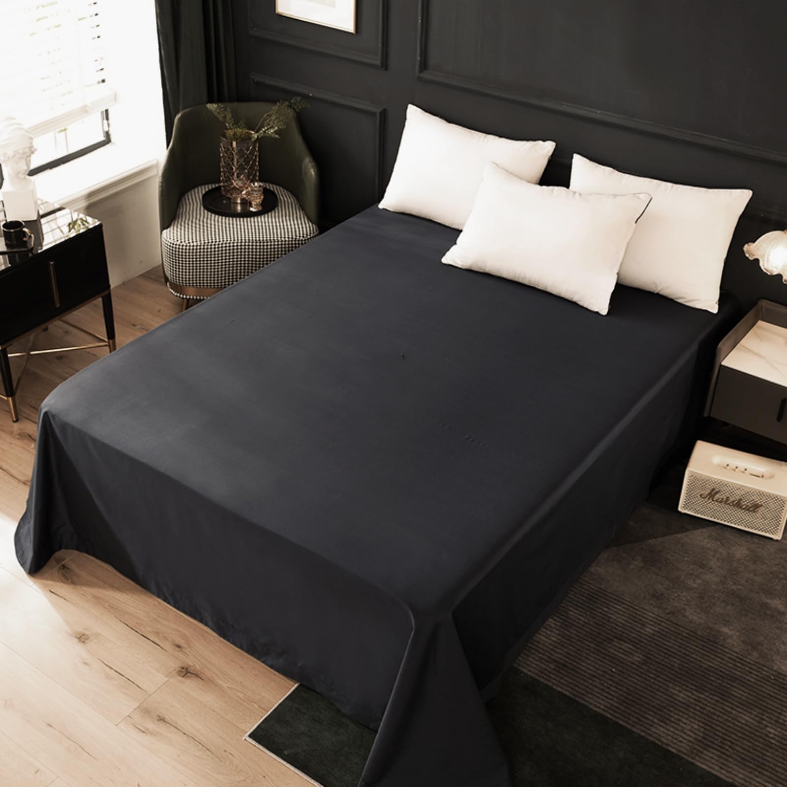 Drap Plat De Luxe En Microfibre Brossée - 167 X 243 Cm, Double, Bleu Roi - Résistant Aux Plis Et Décoloration
