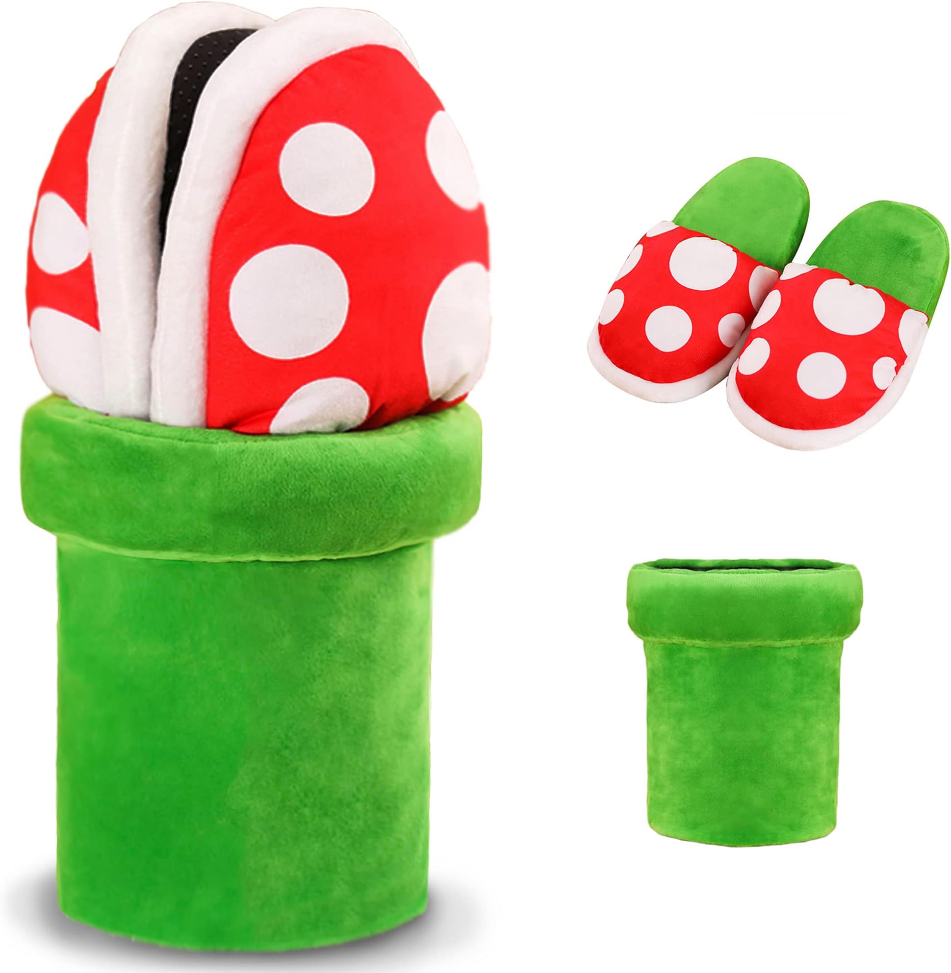 LopbraaPiranha Plants Plush Funny Slippers Loafer with Pipe Pot Holder Funny Gifts for Women Mens Teens (Piranha Plants)