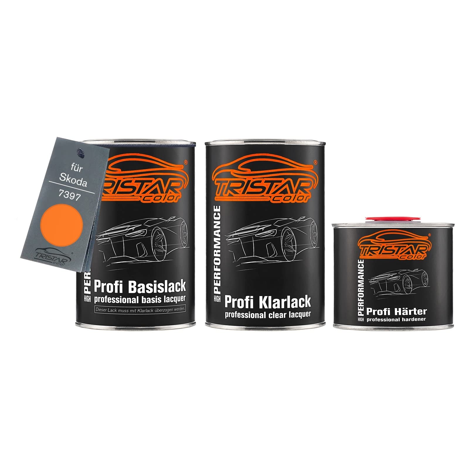 TRISTARcolor Lakier samochodowy Zestaw puszka gotowa do natrysku dla Skoda 7397 Orange lakier bazowy + 2K lakier bezbarwny 2,5L