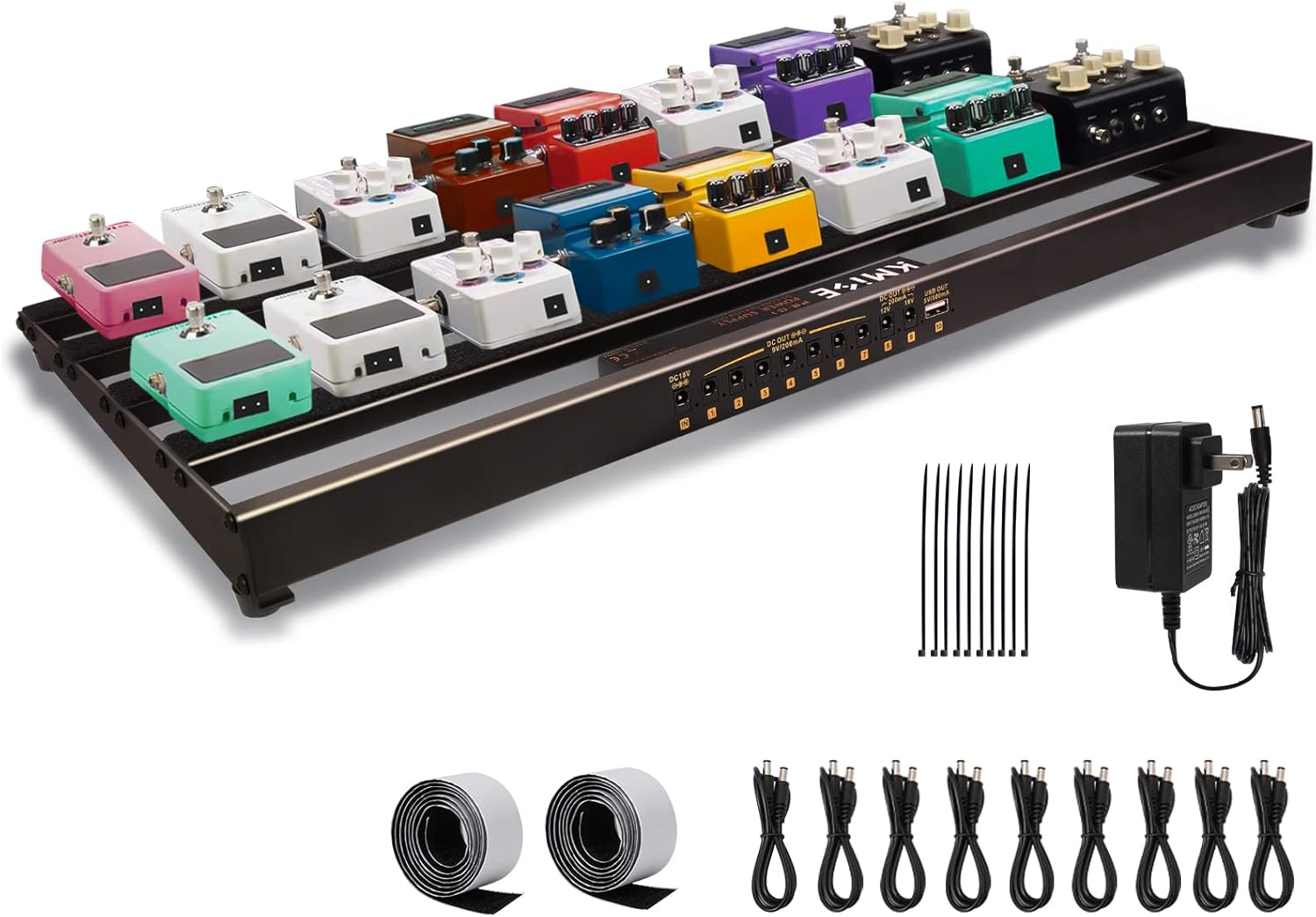 Guitar Pedal Board with Builtin Power Supply 24x1.9x12.5" 3.6LB