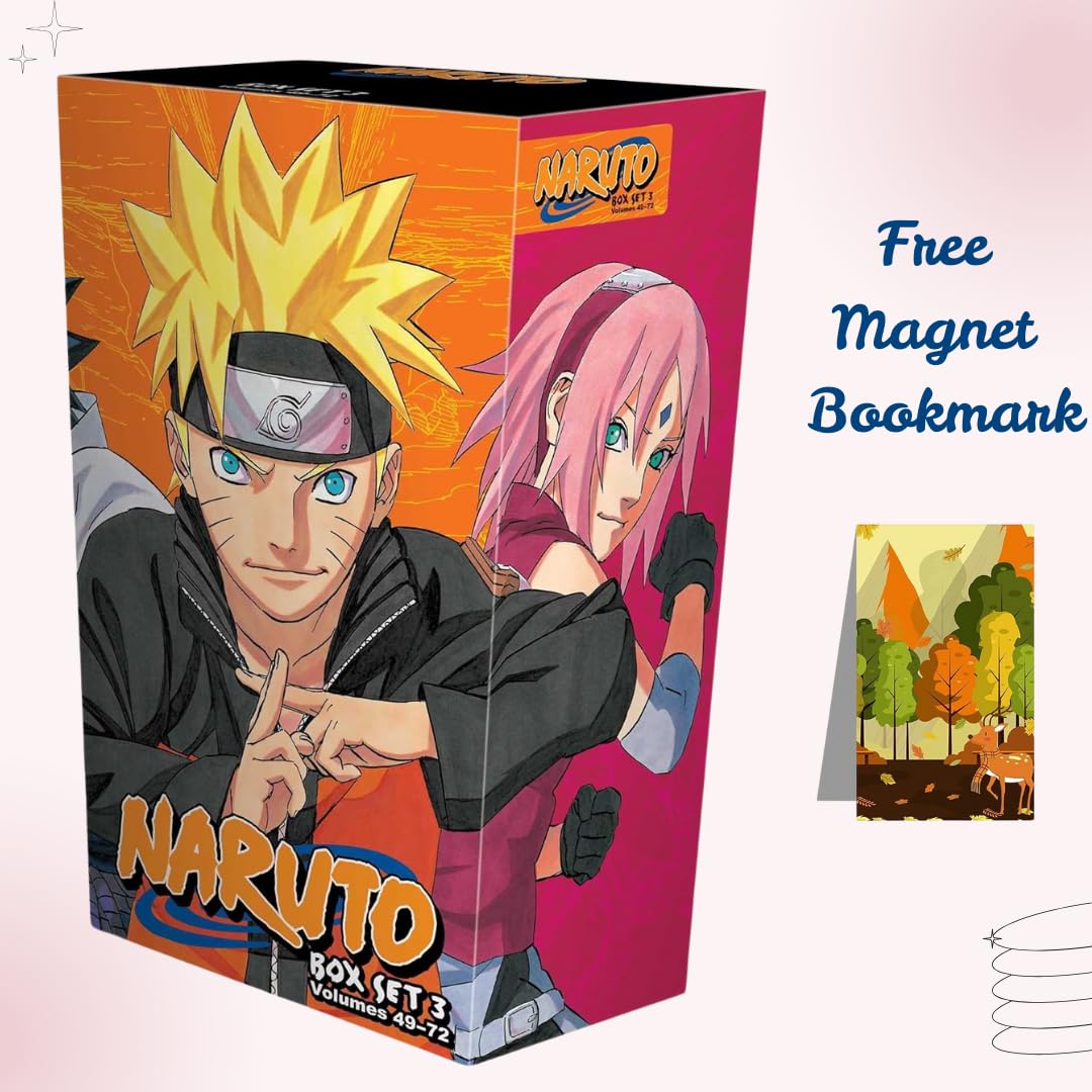 NARUTO グッズ　付録ブックカバー、ポスターなど Naruto Box Set 3 Volumes 49-72 comic book With Magnet Bookmark