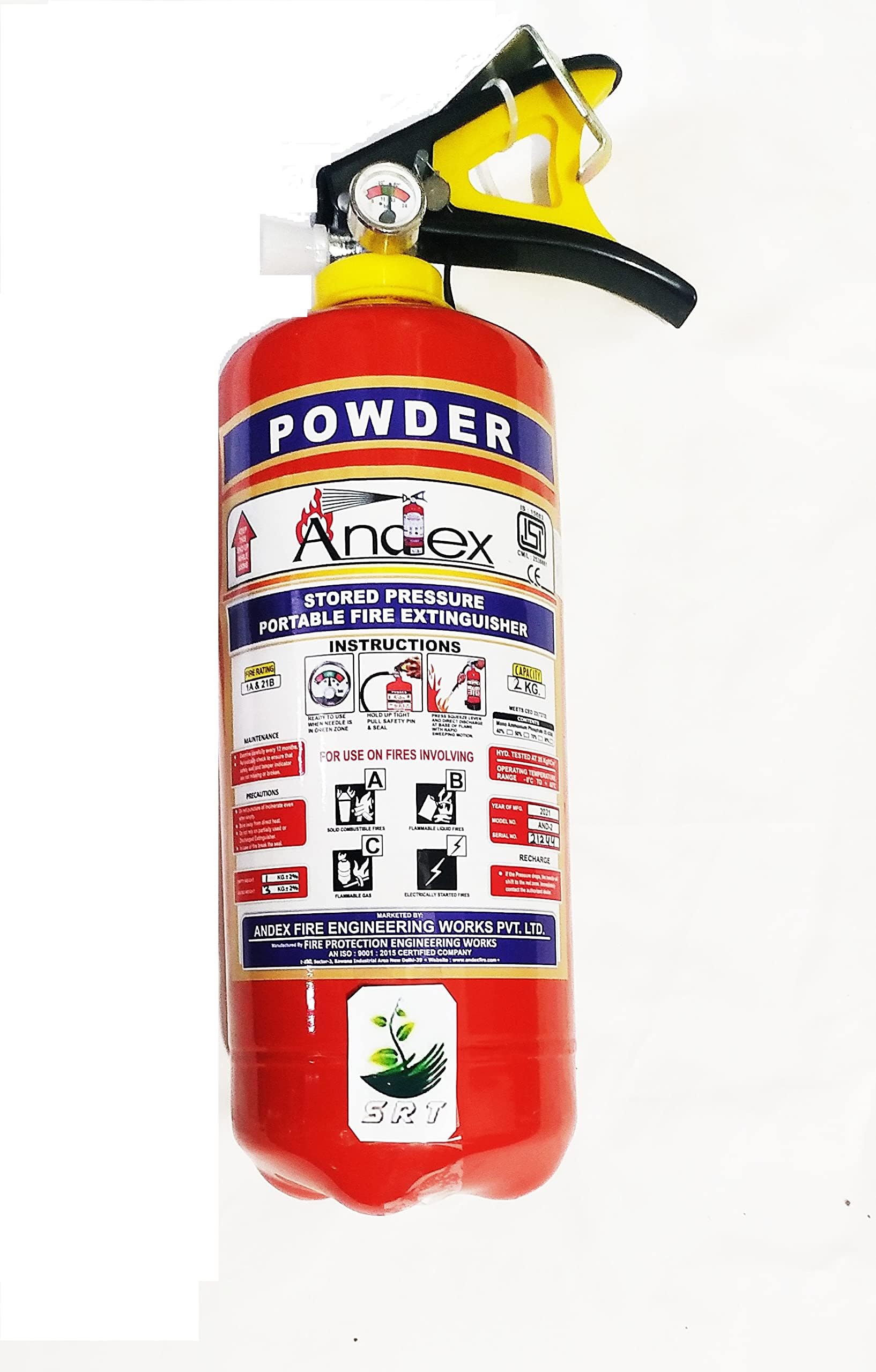 Dry Chemical 2 Kg Fire Extinguisher (ISI Marked, Certified, Approved) Andex fire