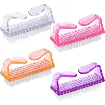 Pack of 4 Nail Brush Hand Wash Brush Finger Brush with Handle Plastic Fingernail Brush Nail Cleaning Brush Manicure Dust Brush Nail Brush Finger Brush for Cleaning Hand Nail