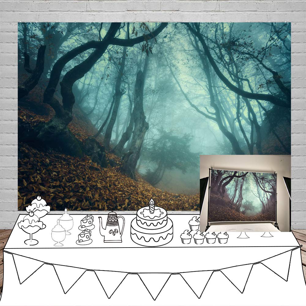 Fotohintergrund Halloween Laeacco 3 X 2,4 M Düsterer Wald-Hintergrund,  Dämmerung, Nebliger Wald Halloween Hintergrund, image size:1000x1000