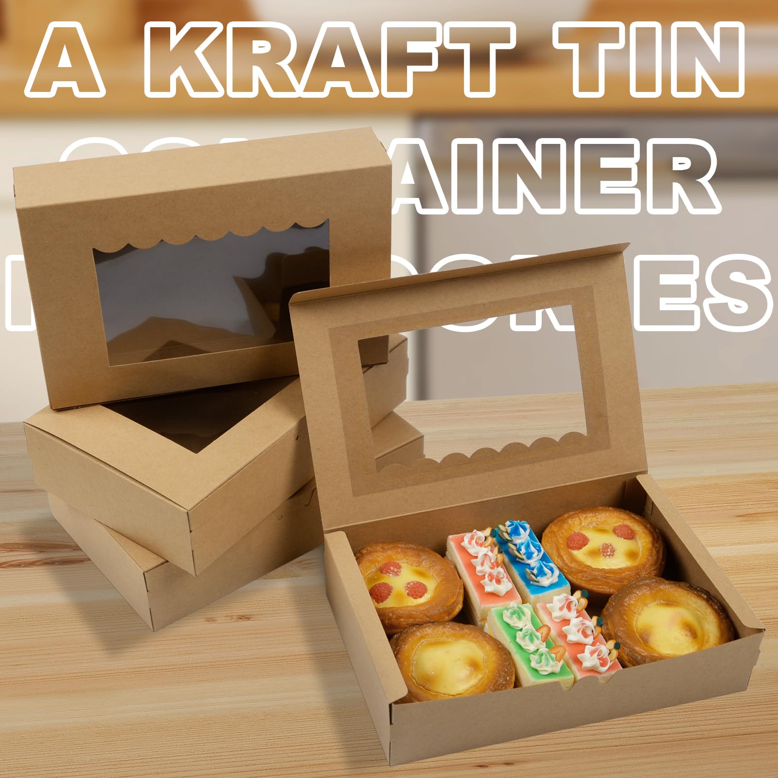 Scatole Cupcake Kraft Con Finestra - 12 Pezzi Per Torte, Muffin E Dolci, 13.5x7x5 Cm - Foto 12