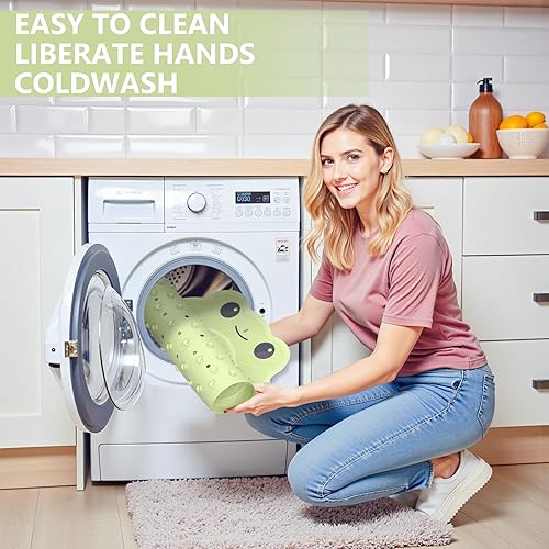 Miniatura 5 de Alfombrilla de baño de rana antideslizante para bebé, goma natural, sin olores, con fuertes ventosas y agujeros de drenaje para una tina segura y