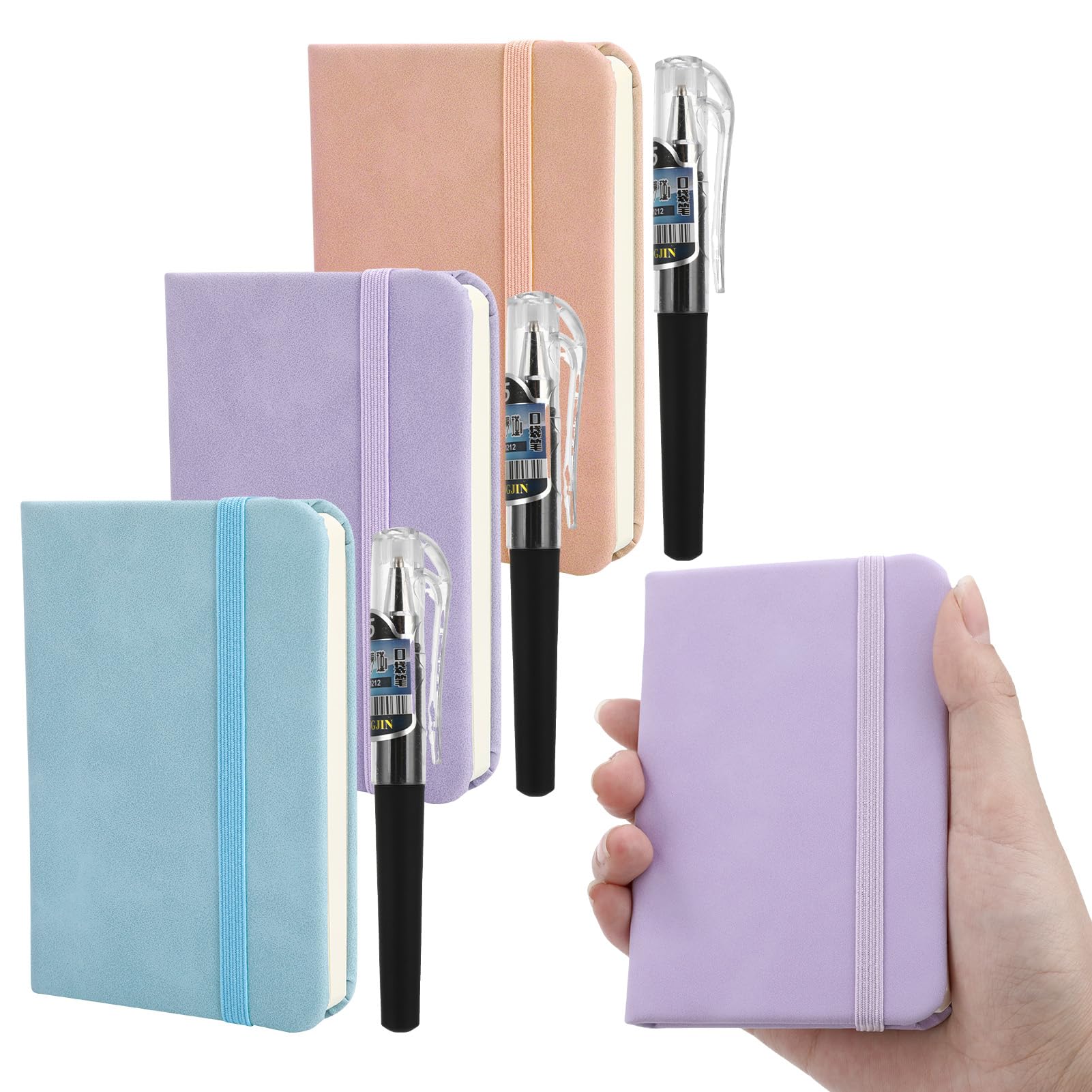 Candcamp 3 Pack A7 Pocket Notebook Notepad with 3 Pens,Mini Notebook and Pen Set Small Cute Leather Journal Note Writing Pad for Office School Supplies