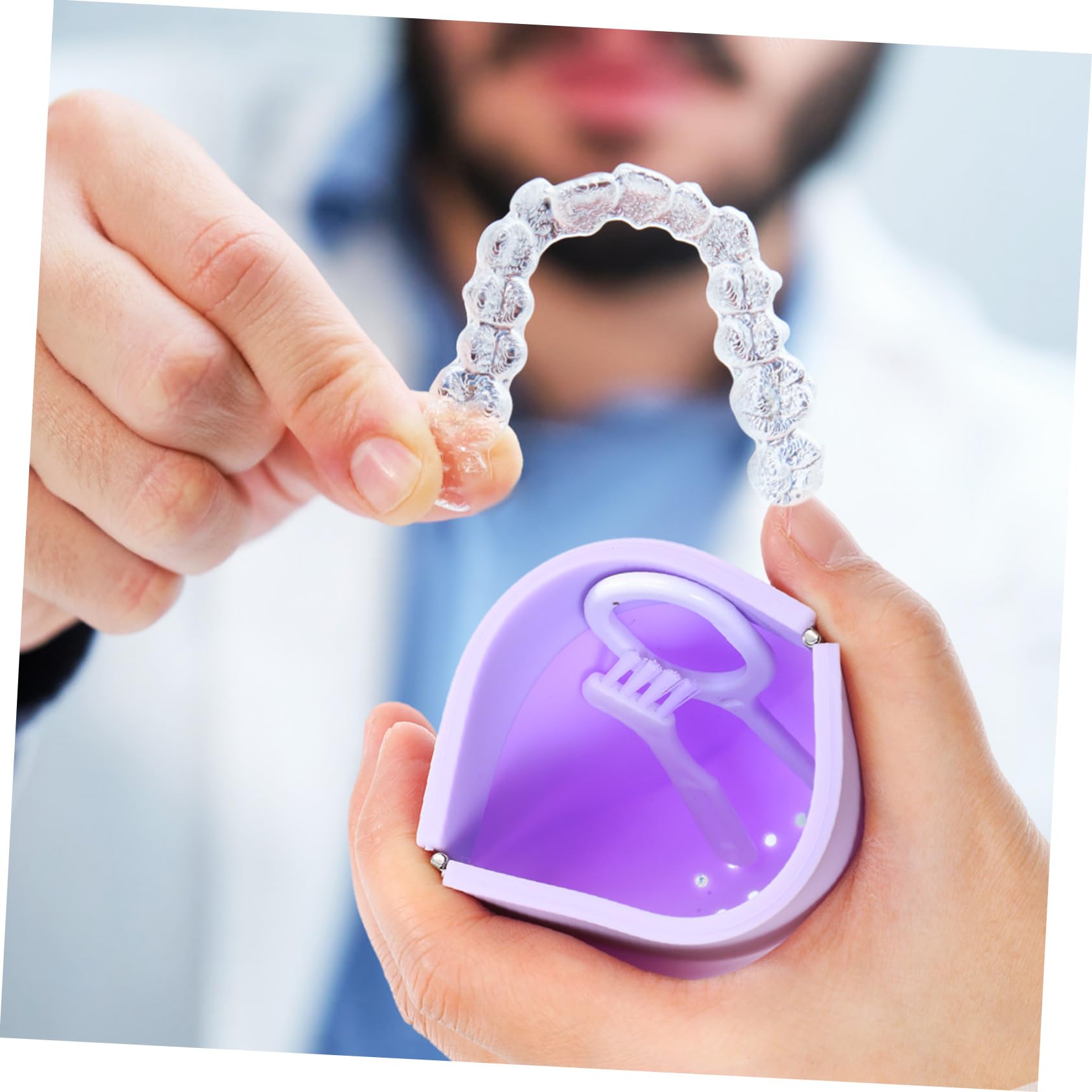 Custodia per Apparecchio Ortodontico in Silicone, 4 Pezzi | Contenitore Slim Rosa, Leggero e Facile da Trasportare, per Pulizia e Conservazione