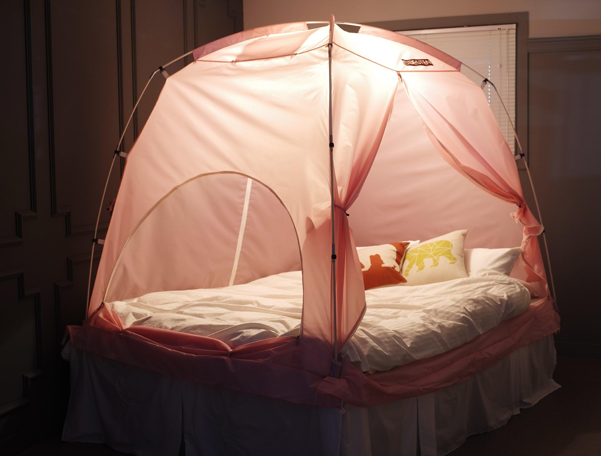 BESTEN Floorless Indoor Privacy Tent on Bed for Warm and Cozy Sleep inside Drafy Room (FULL/QUEEN, Pink)