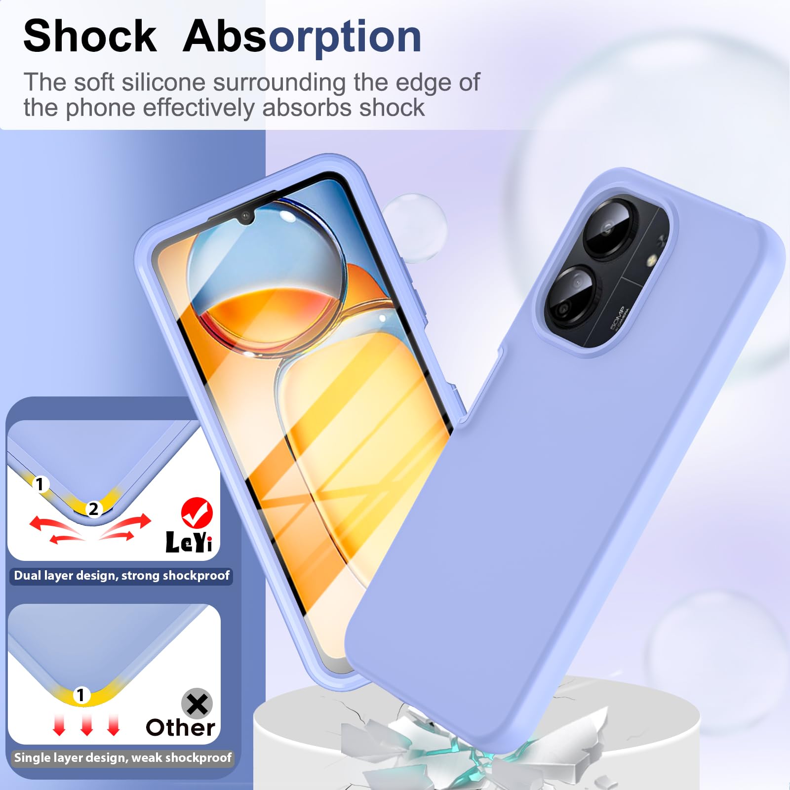 COMAKU Coque Armor Pour Xiaomi Redmi 13C / Poco C65, Housse TPU PC Antichoc Avec Anneau Béquille - Rouge