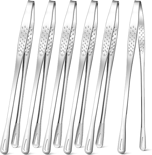 Miniatura 8 de 6 pinzas coreanas para barbacoa de 11 pulgadas, pinzas de acero inoxidable para parrilla, pinzas de barbacoa japonesas, pinzas de cocina para